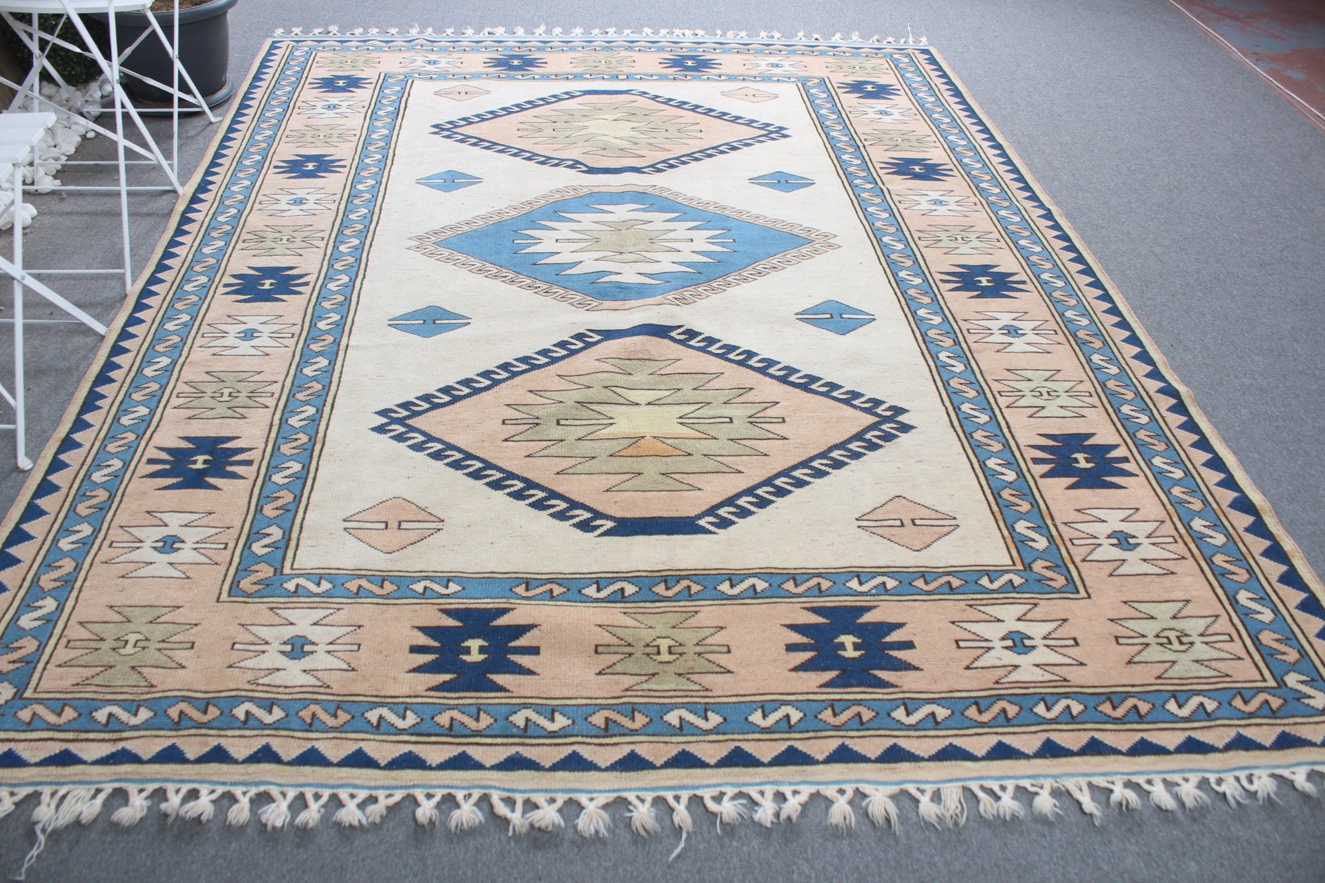 Oturma Odası Halısı, Vintage Halı, 7.4x9.3 ft Büyük Halı, Yemek Odası Halıları, Sanat Halıları, Türk Halısı, Bej Fas Halısı, Antika Halı, Yatak Odası Halısı