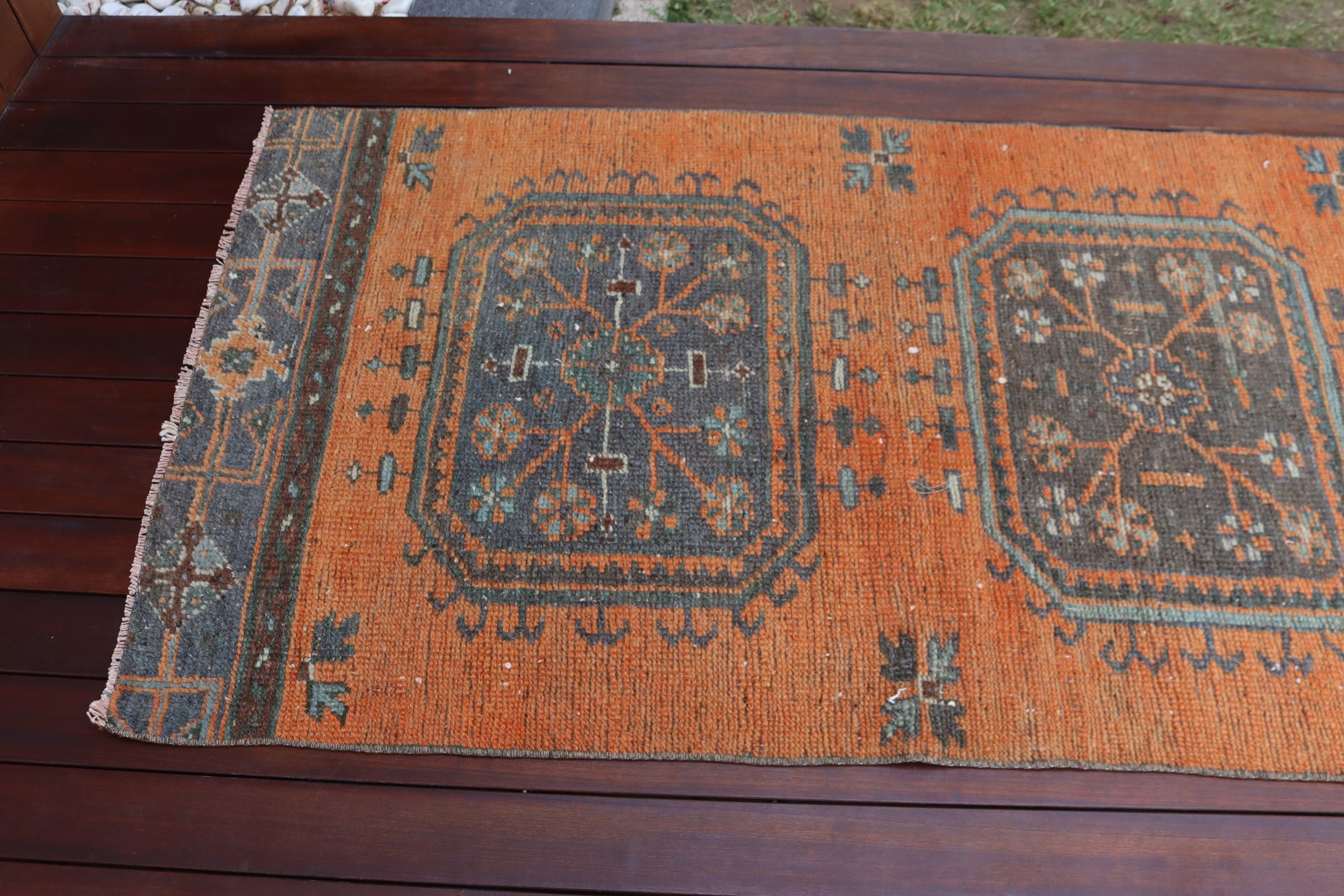 3x11.4 ft Runner Halıları, Geometrik Halılar, Vintage Halılar, Turuncu Anadolu Halıları, Türk Halıları, Beni Ourain Runner Halısı, Mutfak Halıları, Havalı Halı