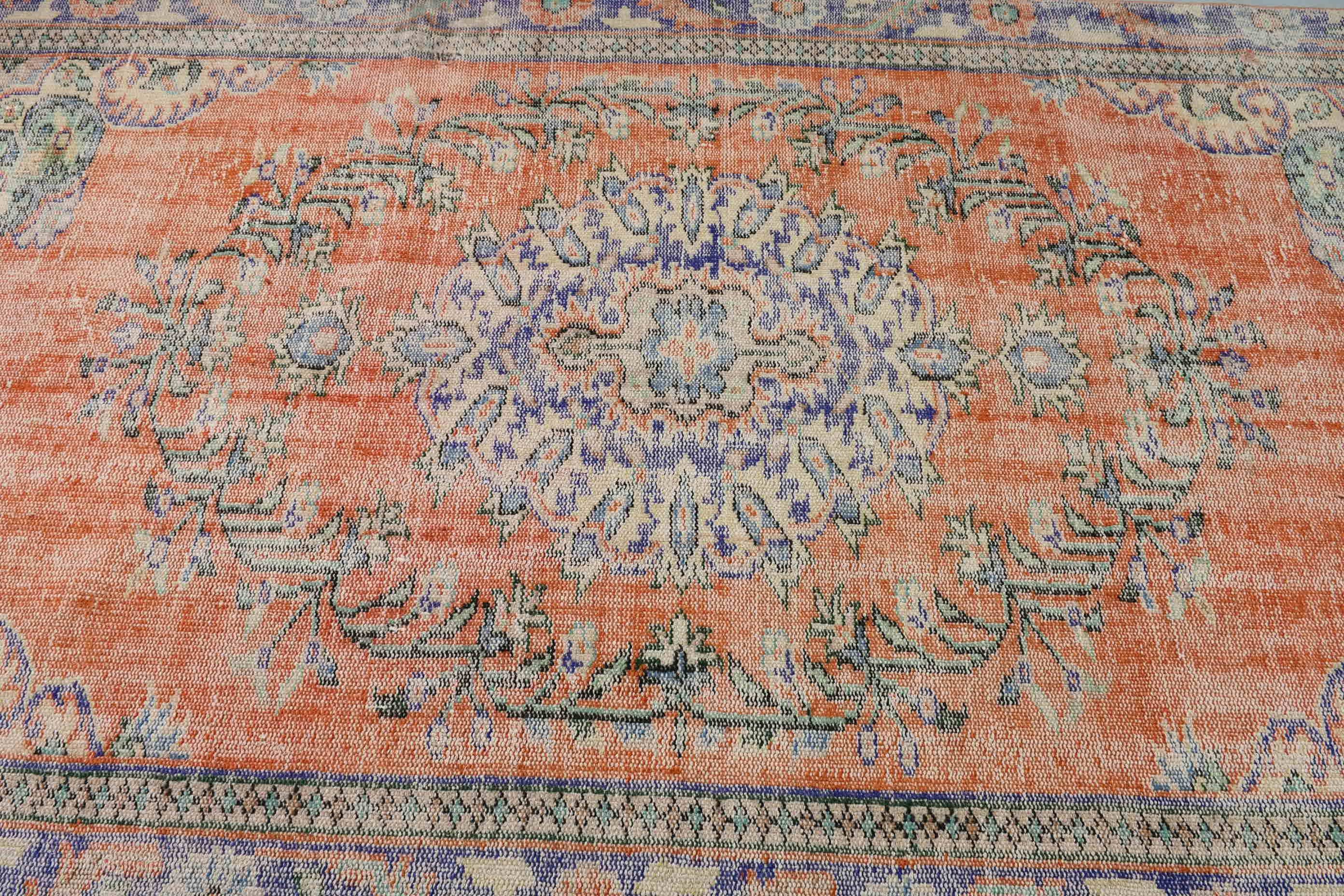 5x9,5 ft Büyük Halı, Oturma Odası Halıları, Turuncu Oushak Halıları, Havalı Halı, Vintage Halı, Yer Halısı, Salon Halısı, Türk Halısı, Yatak Odası Halıları