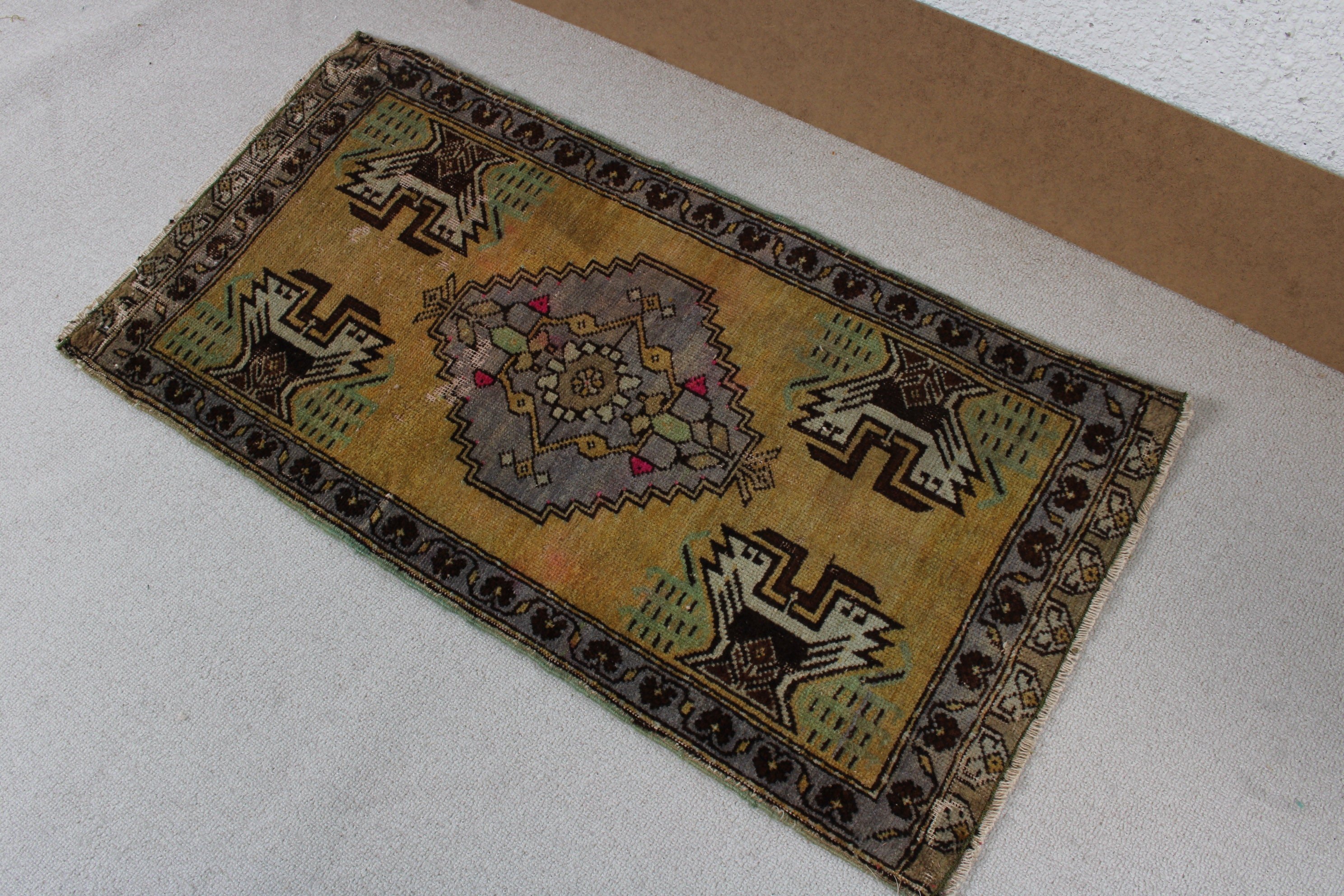 Türk Halıları, Mutfak Halısı, Duvara Asılı Halı, Geometrik Halı, 1.6x3.1 ft Küçük Halı, Yeşil Yün Halı, Vintage Halılar, Hindi Halıları, Açıklama Halıları