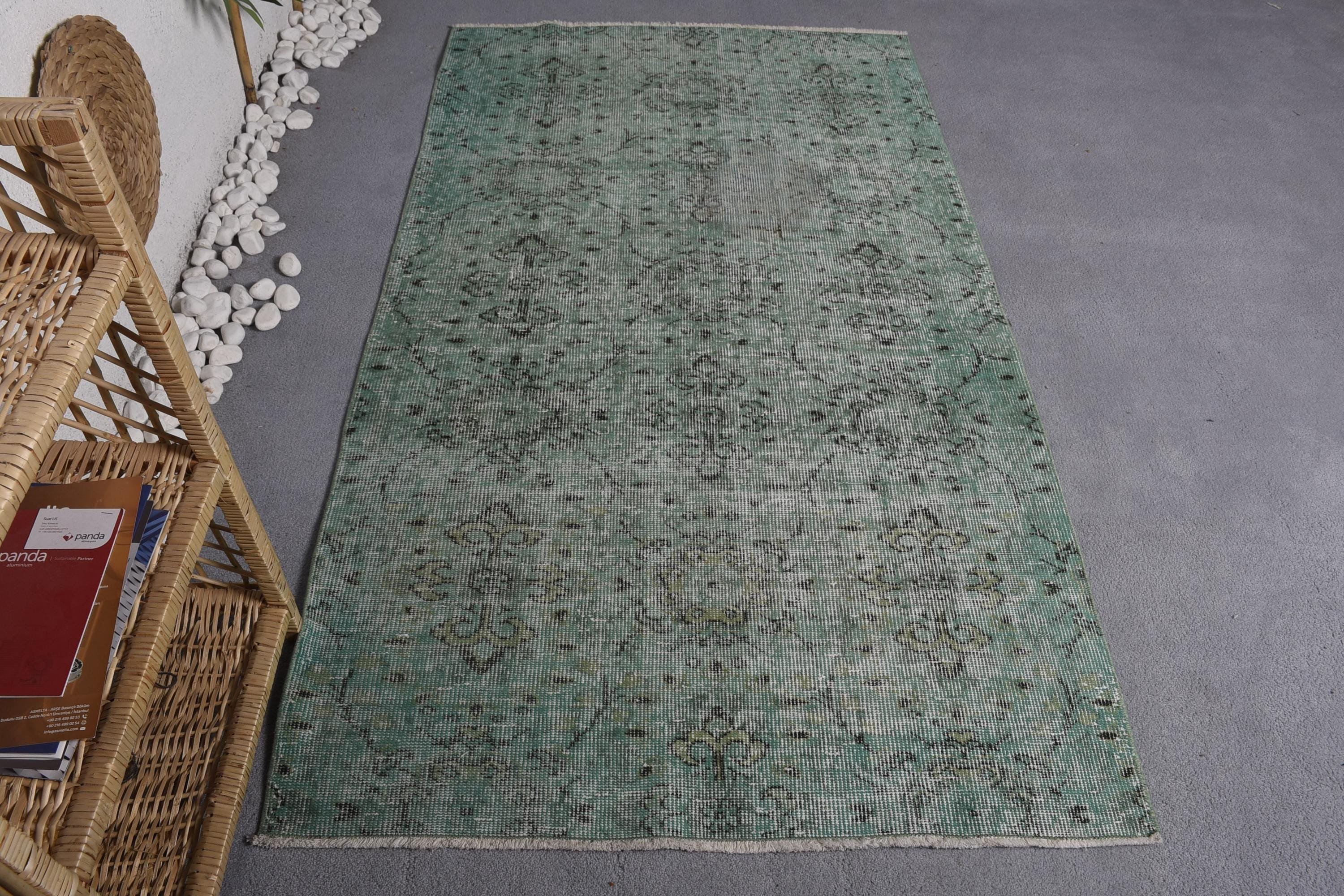 Yeşil Fas Halısı, Yer Halısı, Anadolu Halısı, Giriş Halısı, Vintage Halı, Boho Vurgulu Halılar, Türk Halıları, 3,6x6,5 ft Vurgulu Halılar, Dış Mekan Halıları