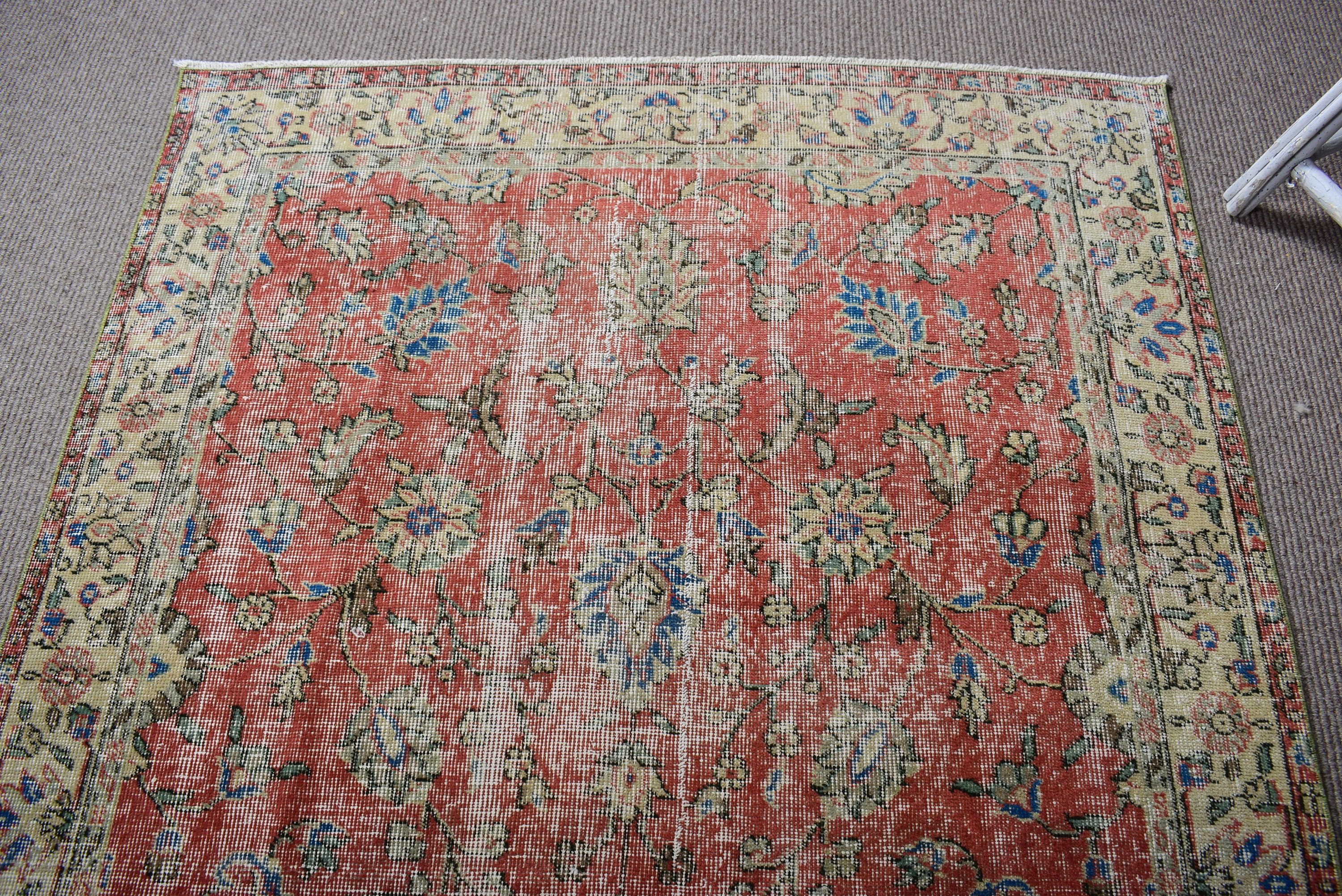 Kırmızı Nötr Halılar, Vintage Halılar, Oturma Odası Halısı, Düz Dokuma Halı, Türk Halıları, Yer Halısı, Kabile Halıları, Fas Halıları, 4,3x7,3 ft Alan Halıları