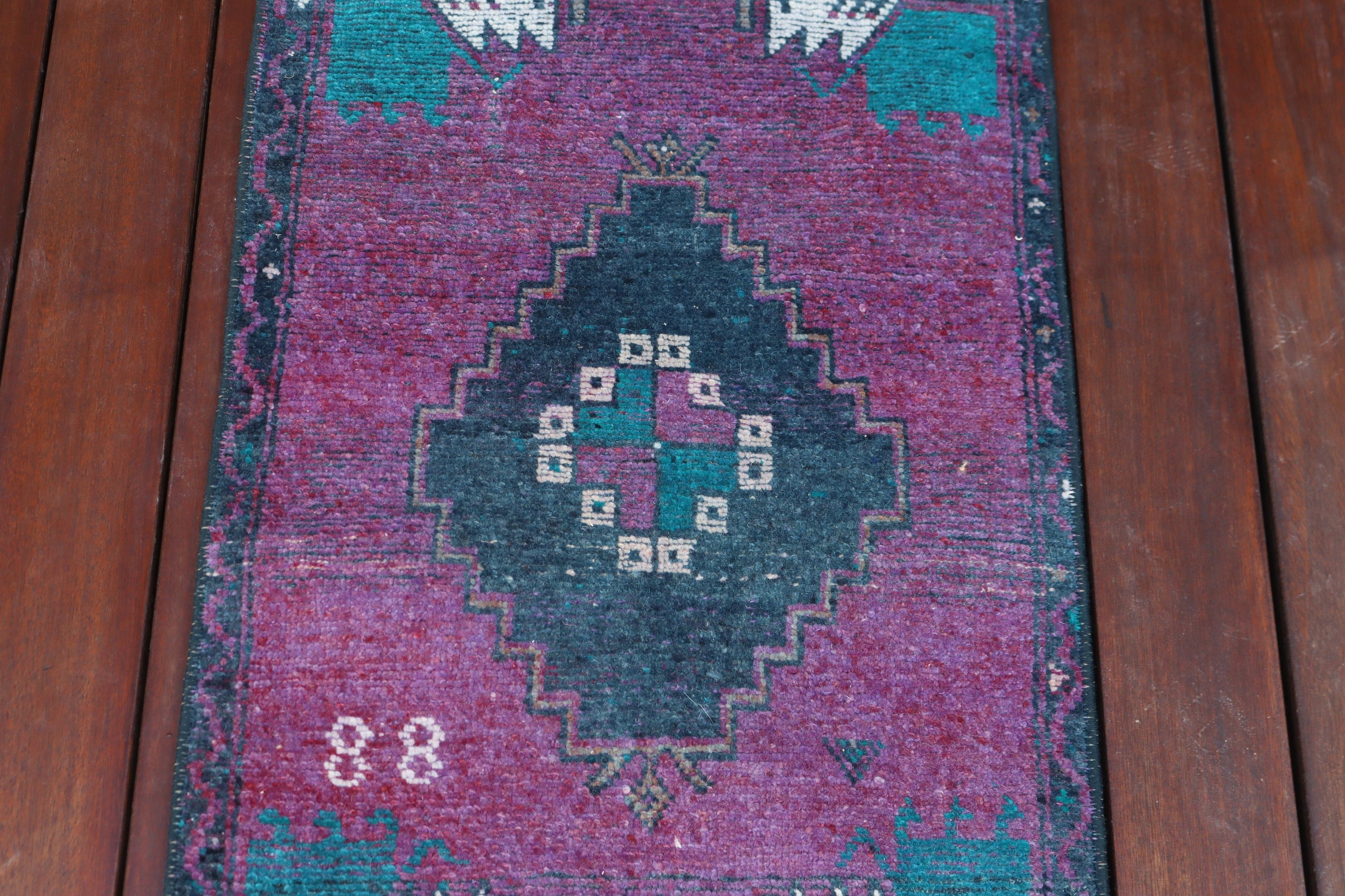 Turkish Rug, Small Vintage Rugs, Bathroom Rugs, 1.5x3.5 ft Small Rugs, Floor Rug, Purple Cool Rugs, Luxury Rugs, Vintage Rug, Oriental Rug