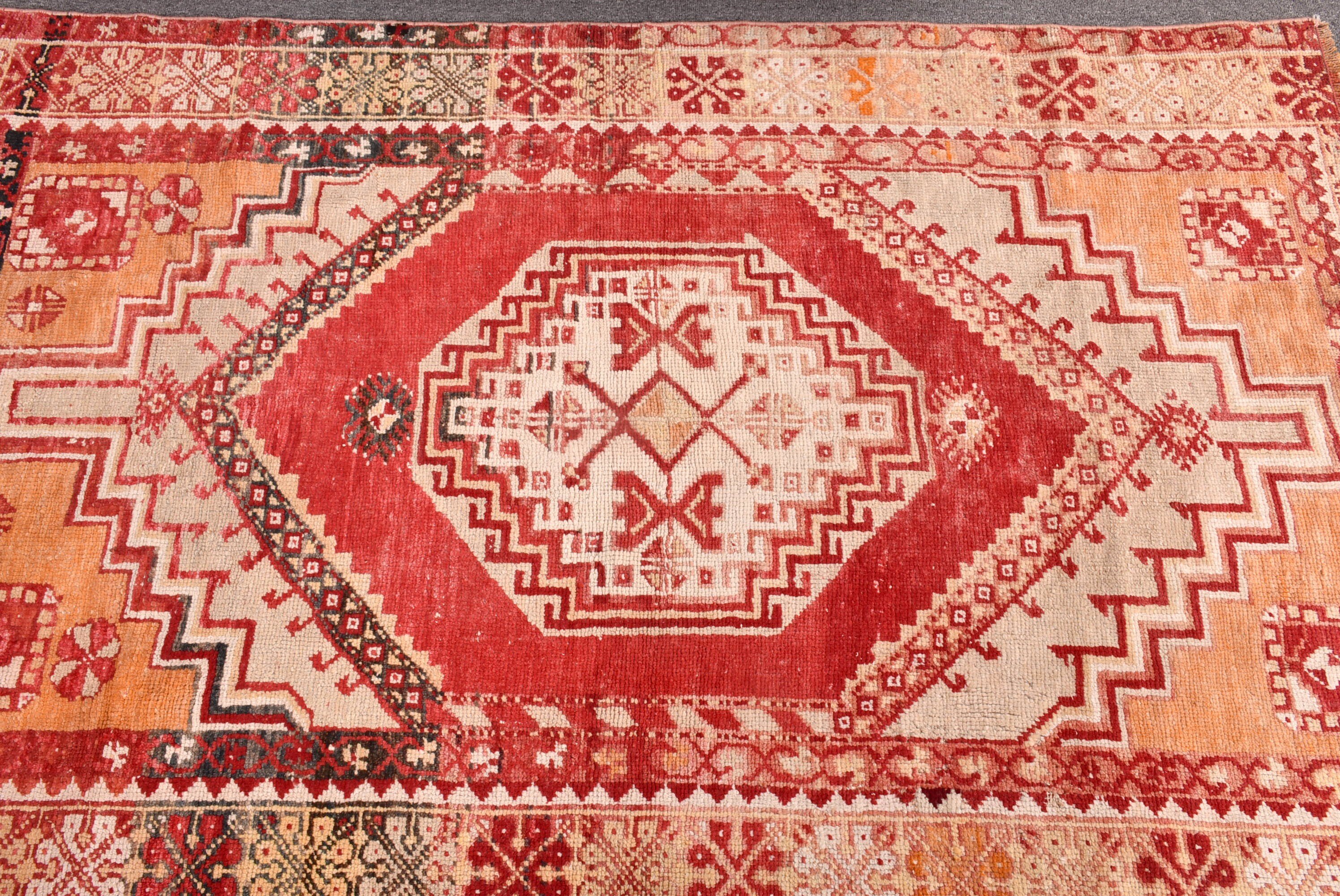 3.5x5.4 ft Accent Rug, Entry Rugs, Office Rugs, Decorative Rug, Turkish Rug, Red Kitchen Rugs, Cool Rug, Vintage Rugs, Floor Rugs