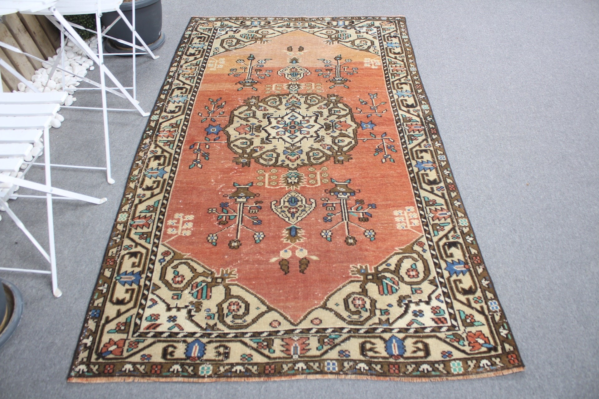 Yer Halısı, 4.2x7 ft Alan Halıları, Antika Halı, Çocuk Odası Halıları, Oturma Odası Halısı, Vintage Halı, Kırmızı Ev Dekor Halıları, Soluk Halılar, Türk Halısı