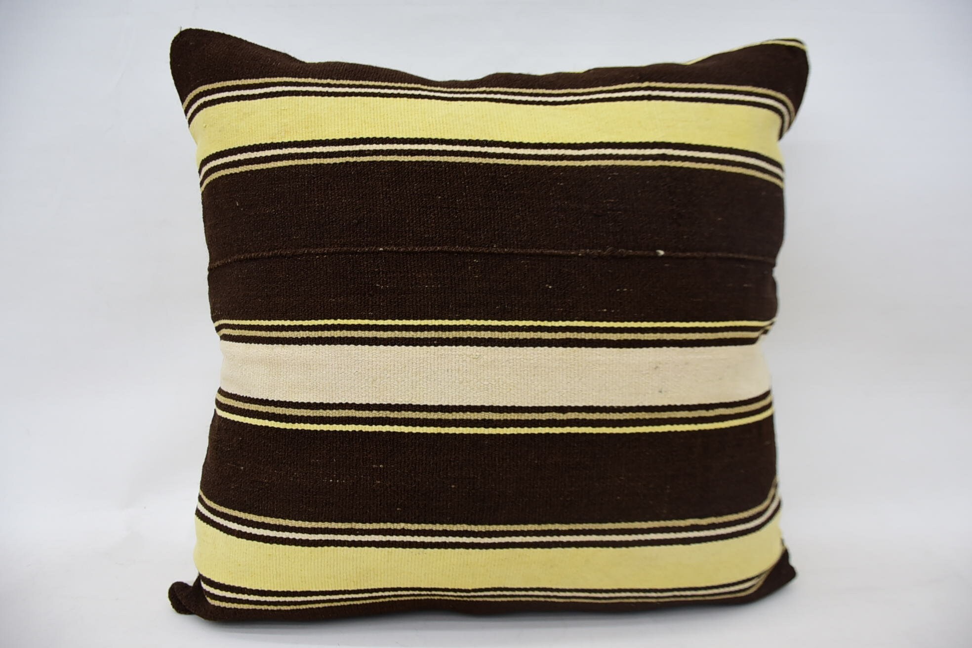 24"x24" Brown Cushion Cover, Ethnical Kilim Rug Pillow, Boho Pillow, Living Room Throw Pillow Case, Vintage Kilim Throw Pillow