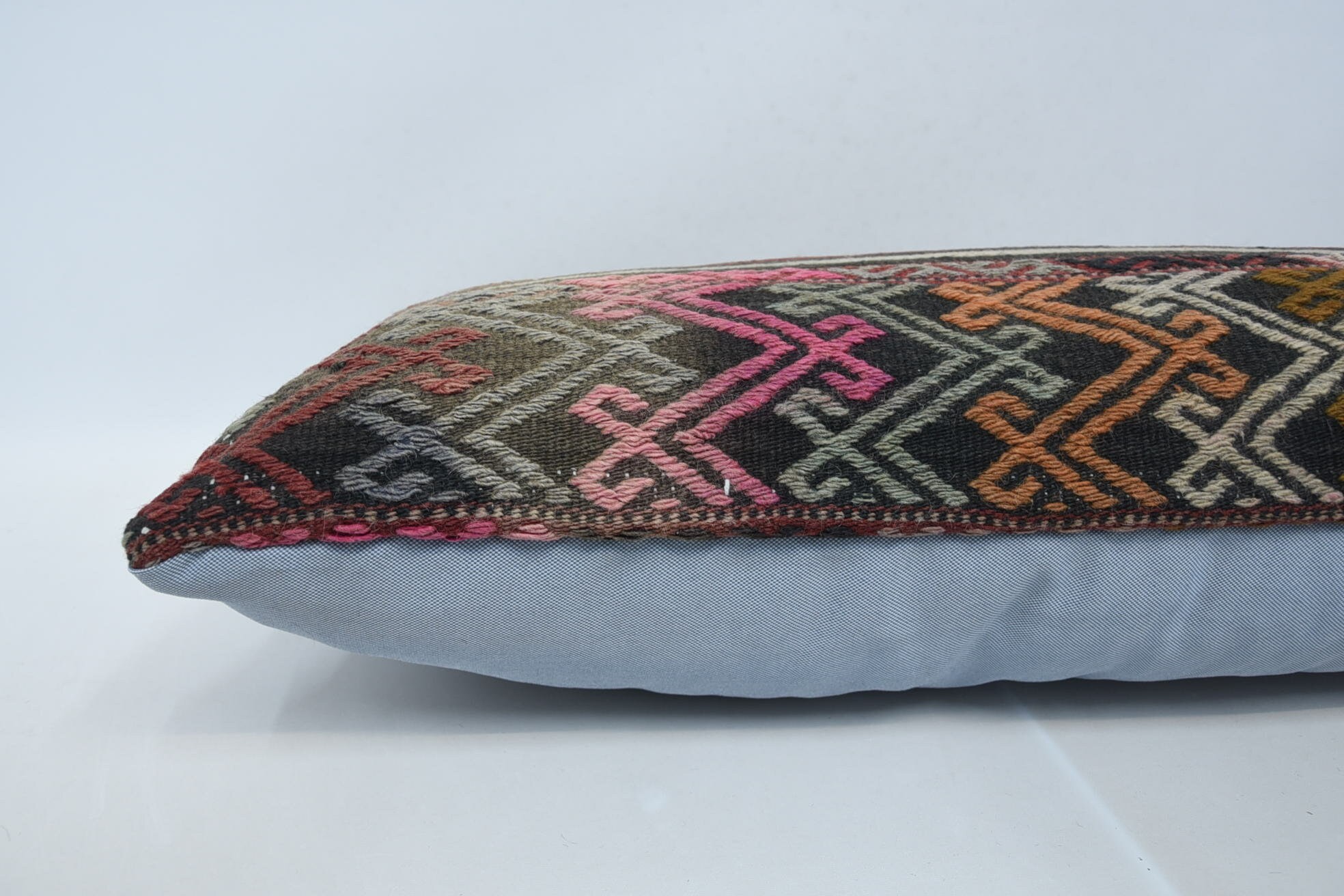 Handwoven Pillow Cover Pillow, Vintage Kilim Throw Pillow, Boho Pillow, Accent Pillow Cover, Turkish Pillow, 16"x48" Red Cushion