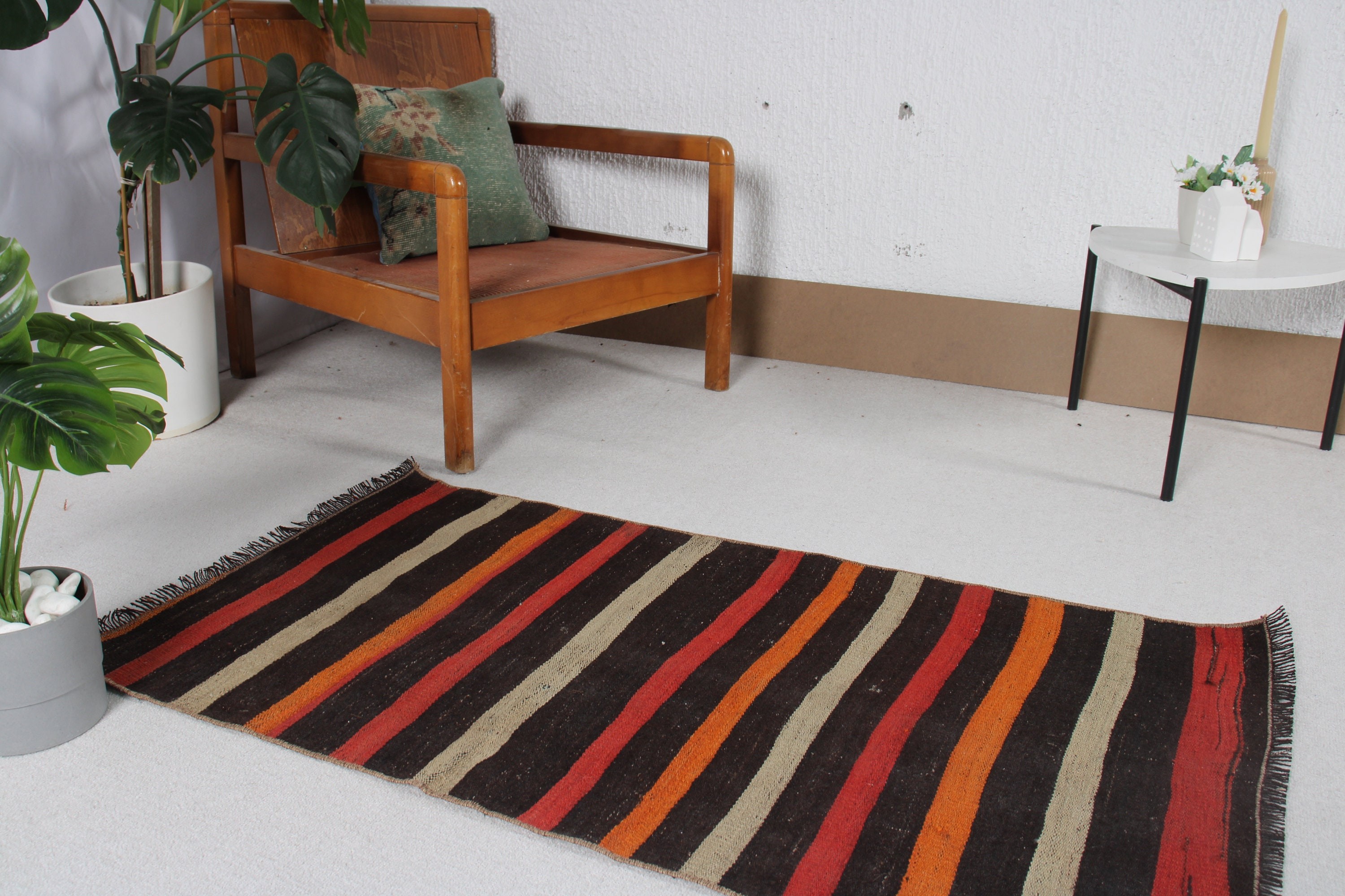 Türk Halısı, 2.3x4.2 ft Küçük Halı, Boho Halı, Vintage Halı, Banyo Halıları, Küçük Alan Halıları, Kilim, Siyah Anadolu Halısı, Yer Halıları