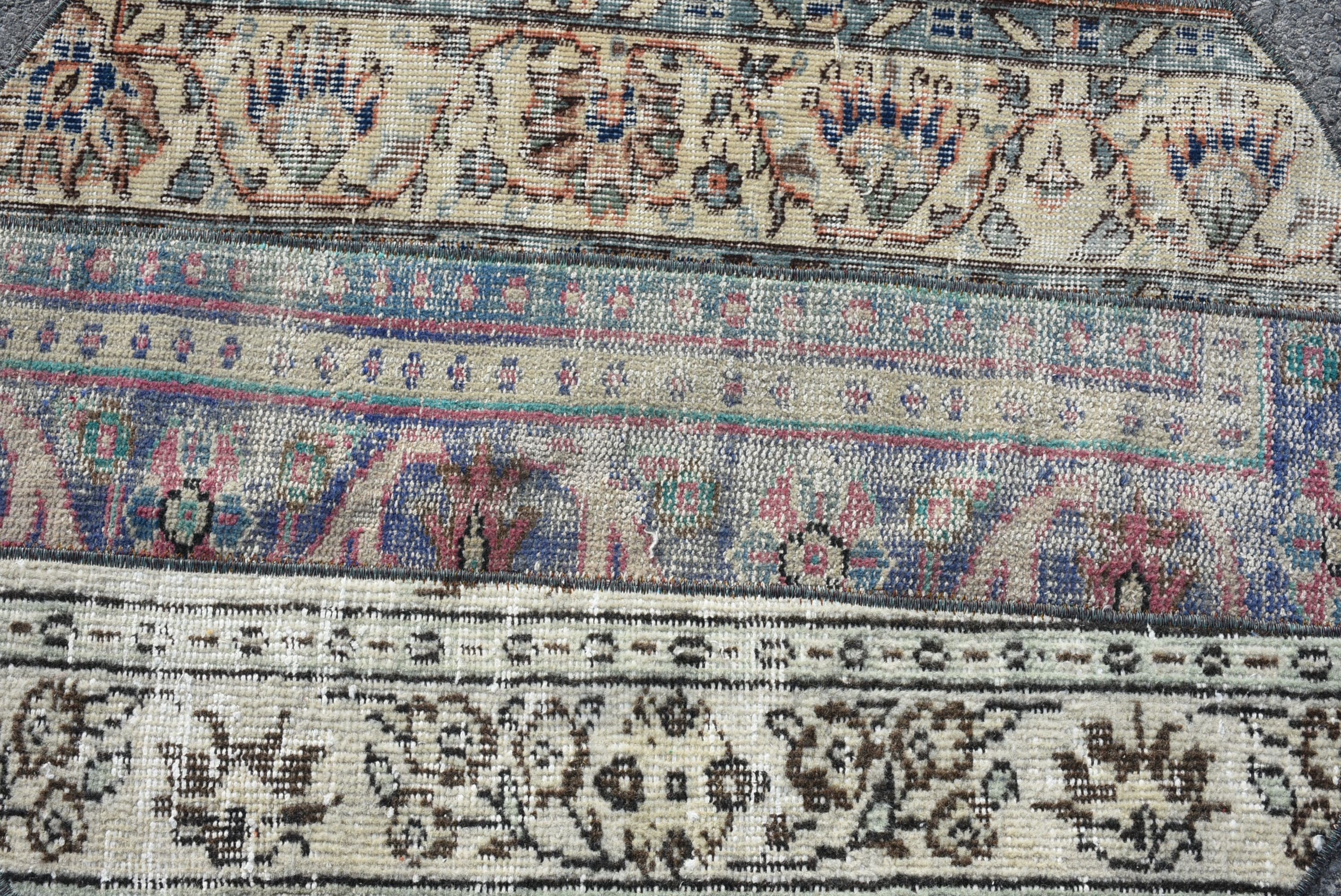 Blue Oushak Rug, Turkish Rugs, Car Mat Rug, Bath Rugs, Vintage Rugs, Rugs for Nursery, Anatolian Rug, 3.1x3.1 ft Small Rug