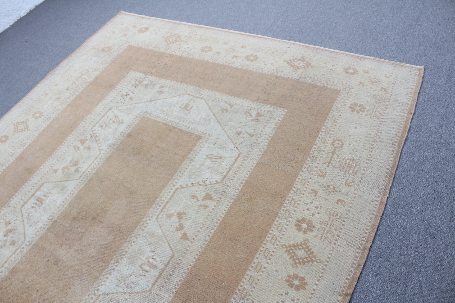 Floor Rug, Dining Room Rugs, Rugs for Dining Room, Beige Bedroom Rug, 6.6x9 ft Large Rug, Oushak Rugs, Vintage Rug, Turkish Rug, Turkey Rug