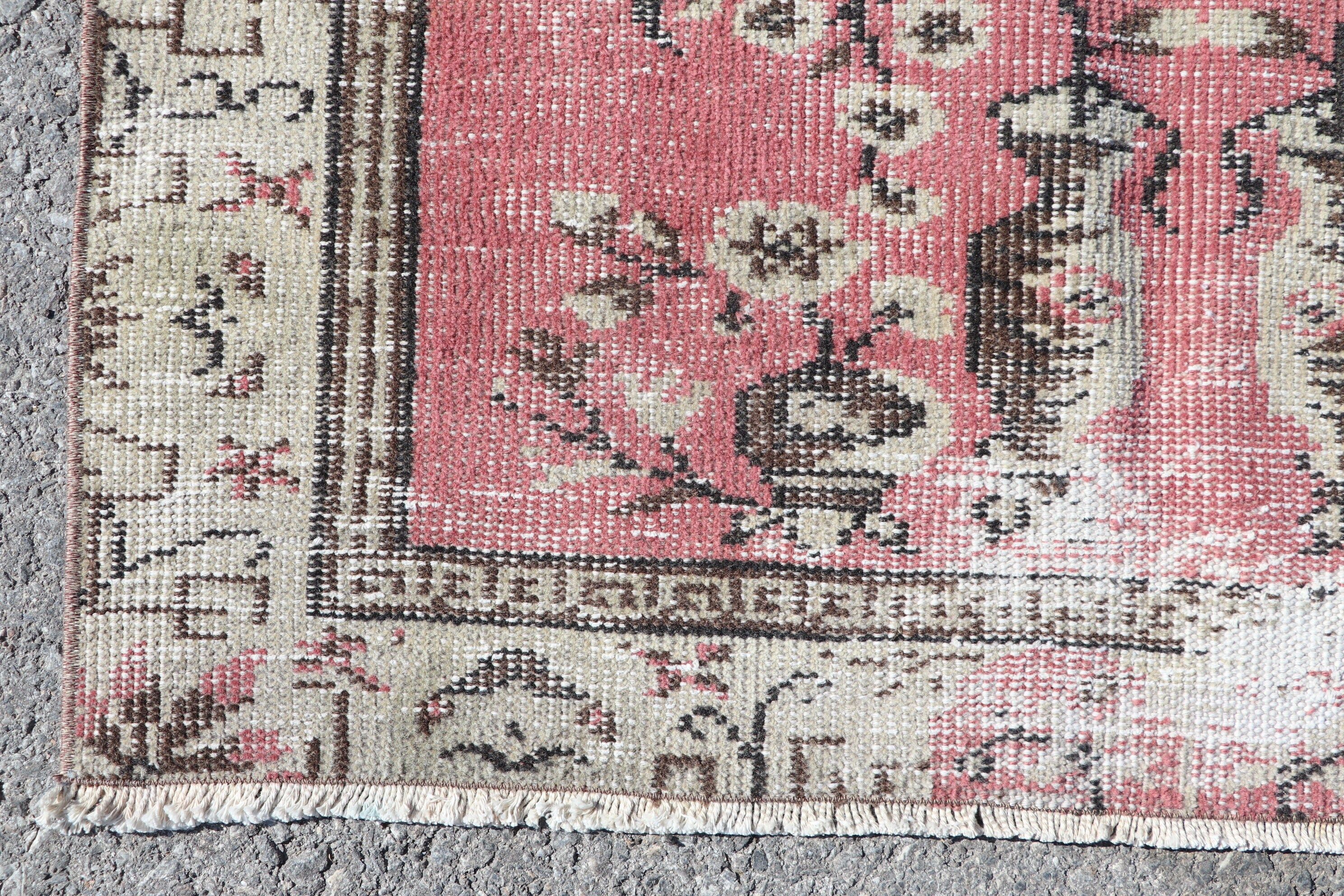 Vintage Rug, Pink Floor Rug, Turkish Rug, Bedroom Rug, Rugs for Kitchen, Nursery Rugs, Wool Rug, 3.5x6.4 ft Accent Rug