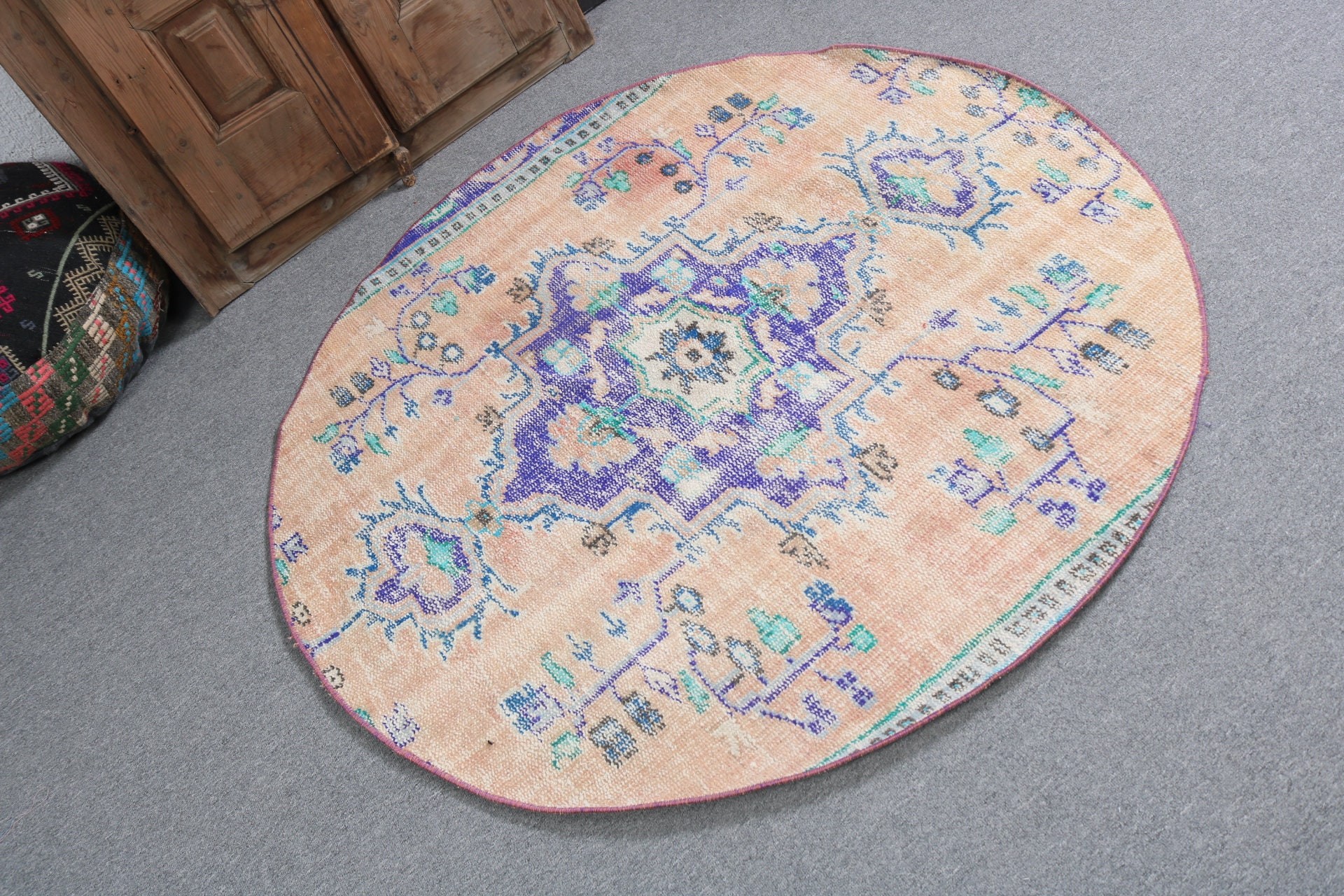 Modern Halı, Giriş Halıları, Mutfak Halıları, 4,4x4,4 ft Vurgulu Halı, Oryantal Halılar, Turuncu Boho Halılar, Vintage Halı, Türk Halıları, Mutfak Halıları