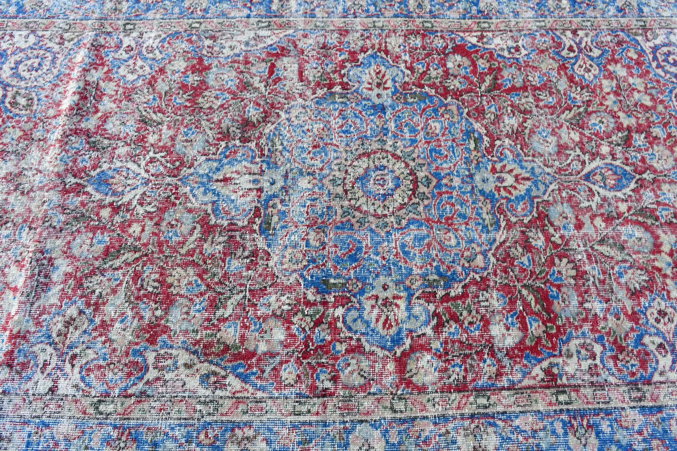 Yer Halısı, 4.6x9.5 ft Büyük Halı, Doğal Halı, Türk Halısı, Yemek Odası Halısı, Anadolu Halıları, Kırmızı Soğuk Halı, Vintage Halı, Oturma Odası Halısı