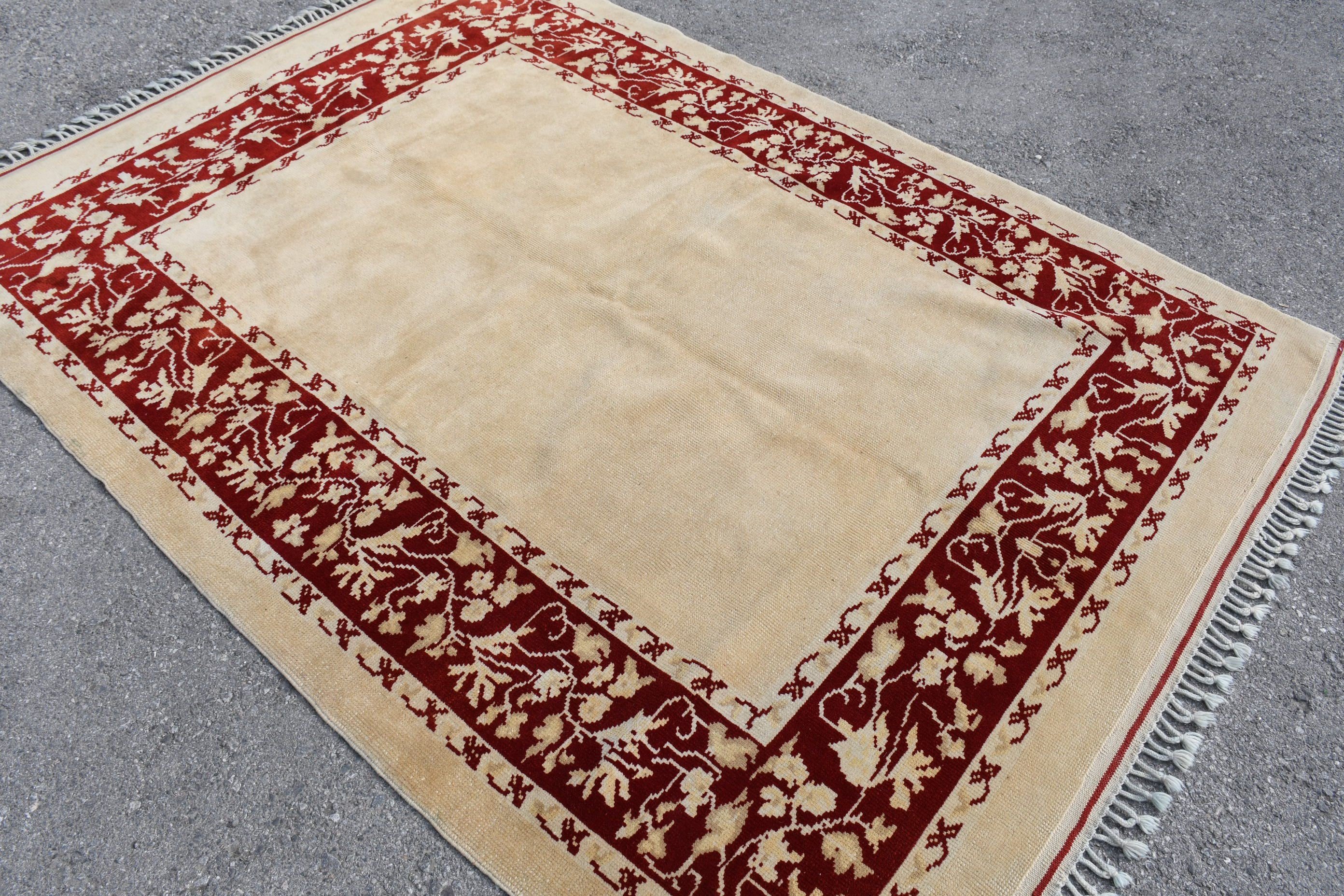 Vintage Halılar, 5.5x7.6 ft Büyük Halılar, Oturma Odası Halıları, Sarı Oryantal Halı, Türk Halıları, Yatak Odası Halıları, Antika Halı, Ev Dekor Halıları