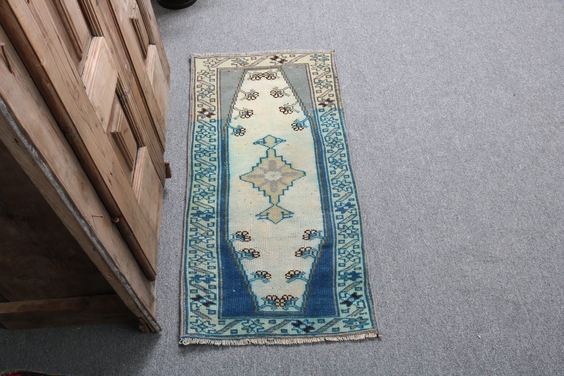 Rugs for Bath, 1.5x3.2 ft Small Rugs, Flatweave Rugs, Oushak Rugs, Car Mat Rug, Green Floor Rug, Door Mat Rugs, Turkish Rugs, Vintage Rugs