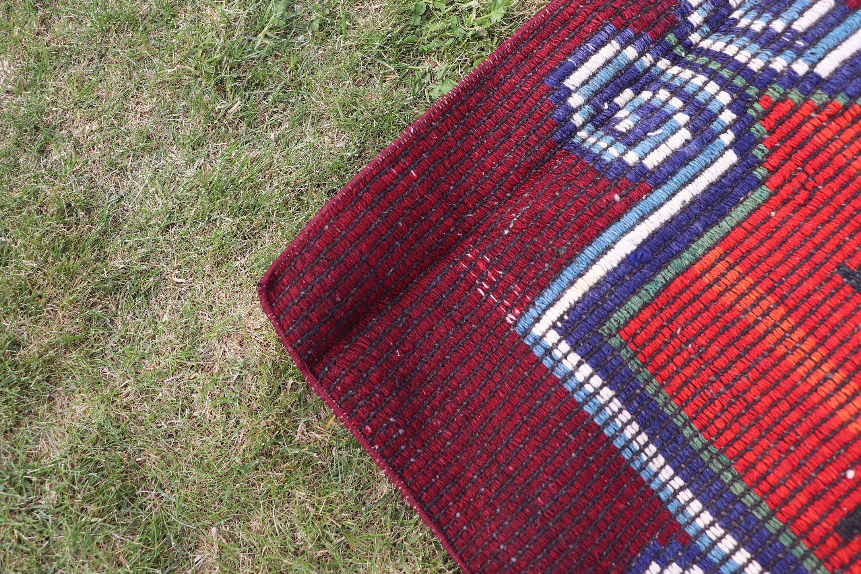 Vintage Rugs, Kitchen Rug, Turkish Rugs, Kilim, Floor Rug, Tribal Rugs, Red Cool Rug, Oriental Rug, 2.3x3 ft Small Rug, Wall Hanging Rugs