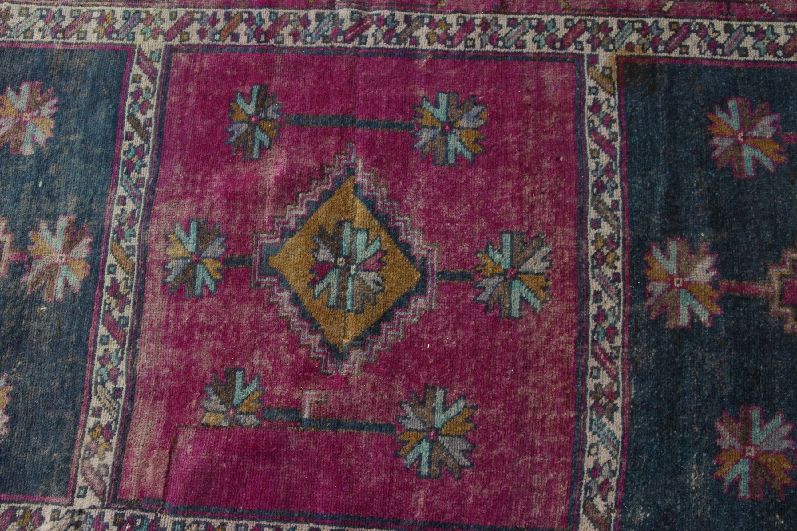 Havalı Halı, Yer Halısı, Mor Oryantal Halı, 3,6x9,3 ft Runner Halıları, Koridor Halısı, Vintage Halı, Koridor Halısı, Türk Halısı, Koridor Halıları