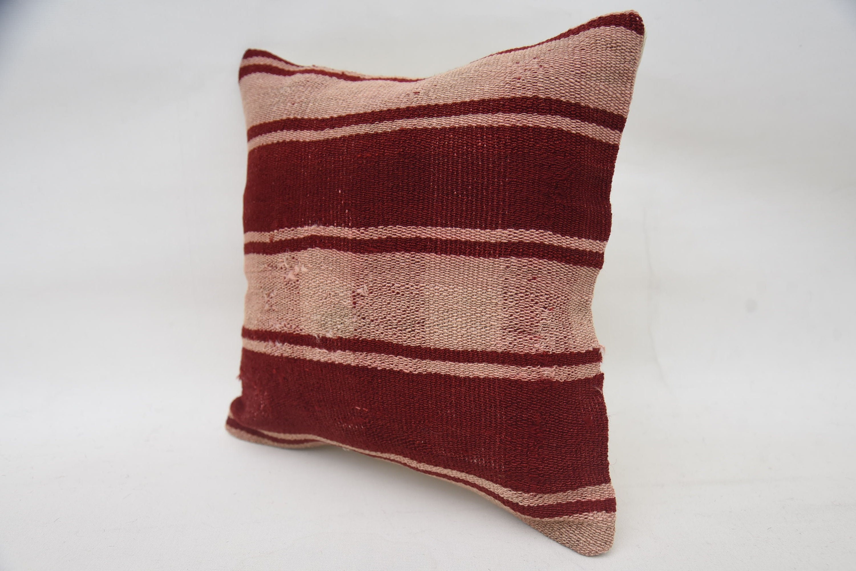 Antique Pillows, Hippie Throw Cushion Case, Ethnical Kilim Rug Pillow, 14"x14" Red Cushion Cover, Boho Pillow Sham Cover