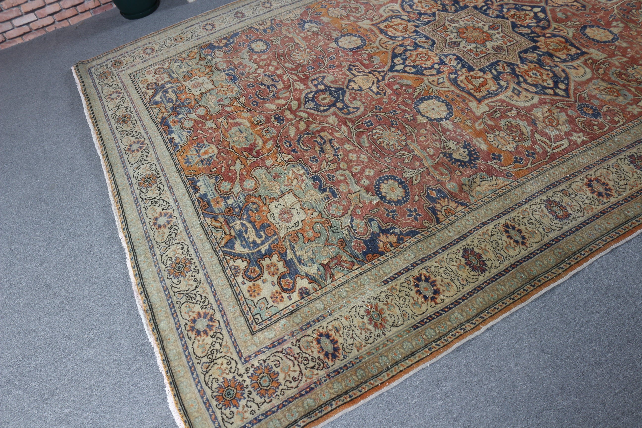 Antique Rugs, Large Boho Rug, Handmade Rugs, Vintage Rug, Dining Room Rug, Red Geometric Rug, Turkish Rug, 6.6x9.4 ft Large Rug, Floor Rugs