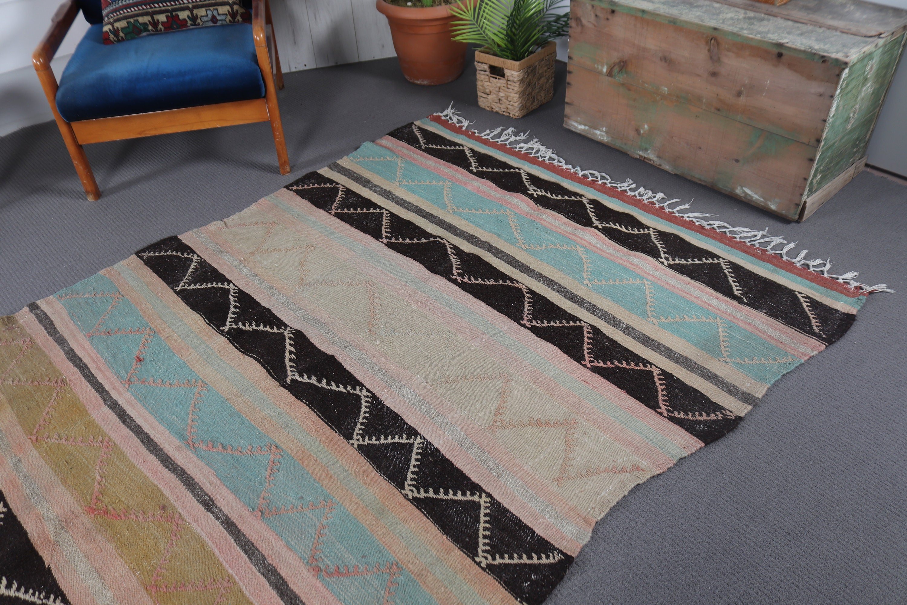 Büyük Oushak Halı, Salon Halısı, Türk Halıları, Modern Halı, Bej Yer Halıları, 5.1x10.5 ft Büyük Halılar, Vintage Halı, Geometrik Halı, Kilim