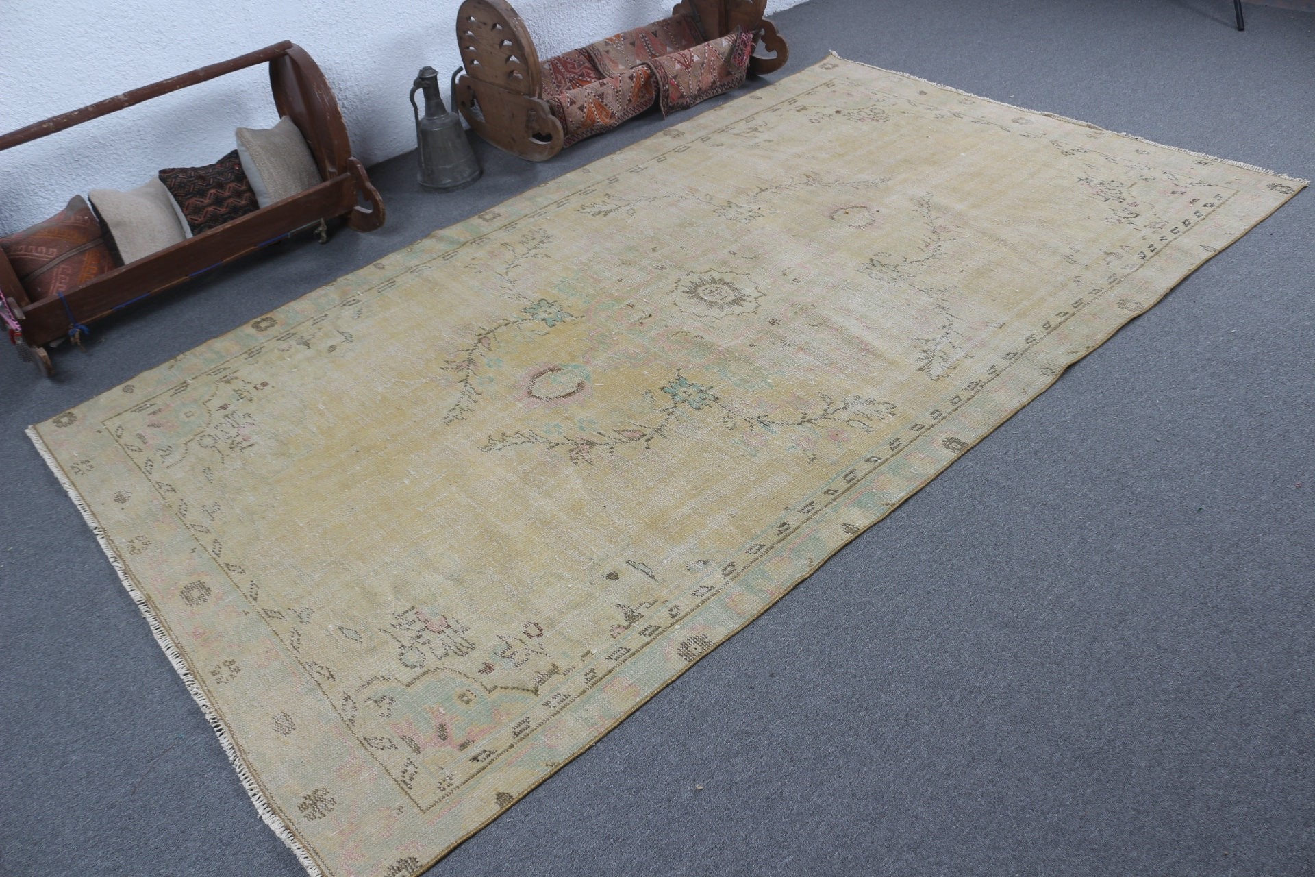 5.4x9.5 ft Large Rug, Living Room Rug, Wool Rug, Beige Cool Rug, Salon Rug, Rugs for Salon, Bright Rugs, Vintage Rug, Cool Rug, Turkish Rug