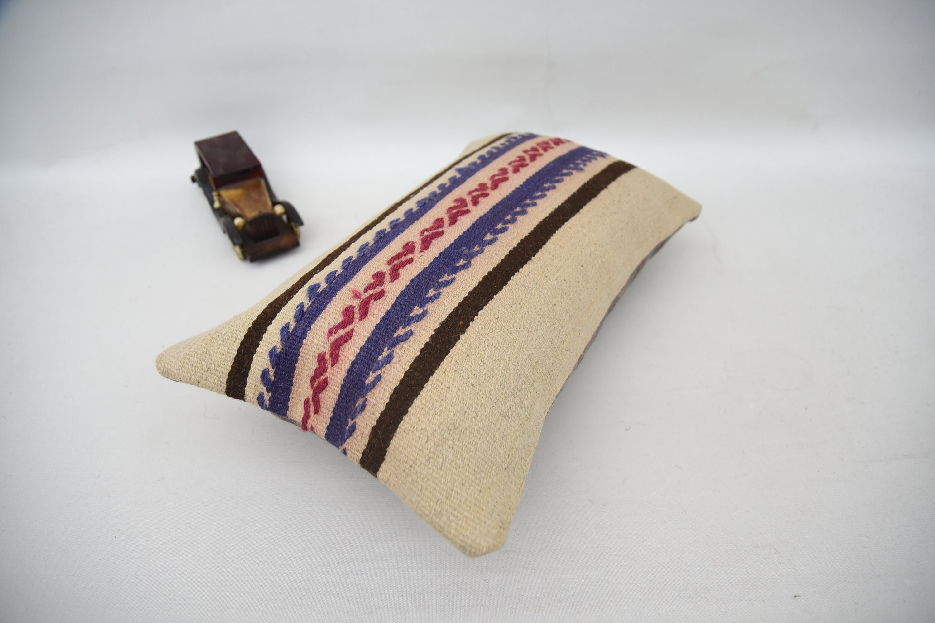 Pillow for Couch, Patio Cushion Case, 12"x20" Beige Pillow Case, Hippie Throw Pillow Case, Interior Designer Pillow, Kilim Pillow Cover