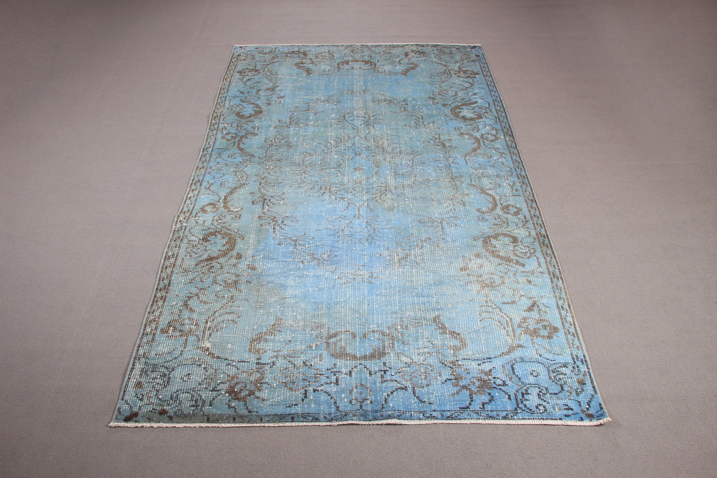 5.4x9.3 ft Large Rugs, Large Vintage Rugs, Vintage Rug, Floor Rug, Large Oushak Rugs, Blue Neutral Rug, Turkish Rug