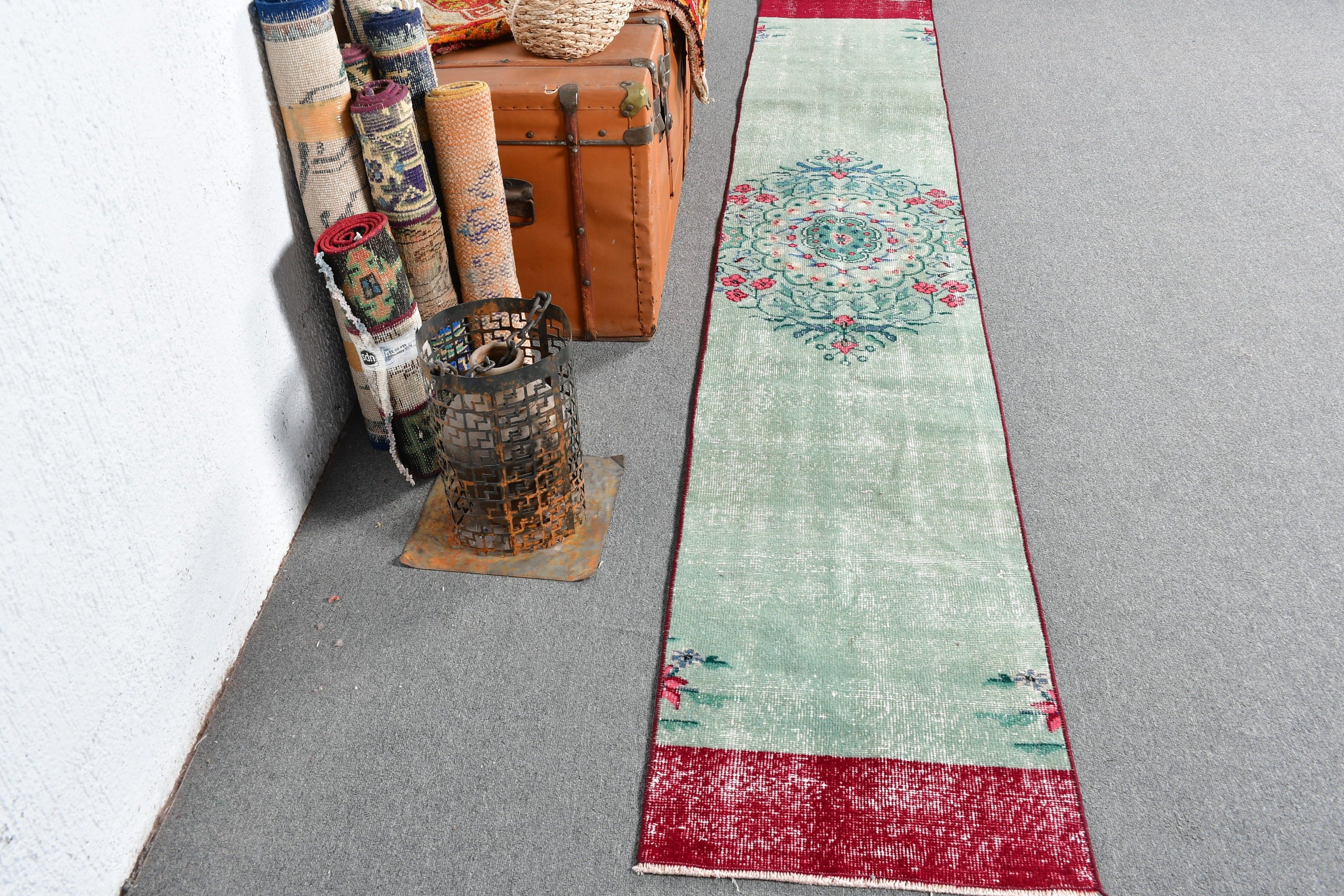 Hallway Rug, Vintage Rug, Designer Rug, Rugs for Corridor, Turkish Rug, Home Decor Rug, Red  1.7x10 ft Runner Rug, Kitchen Rug