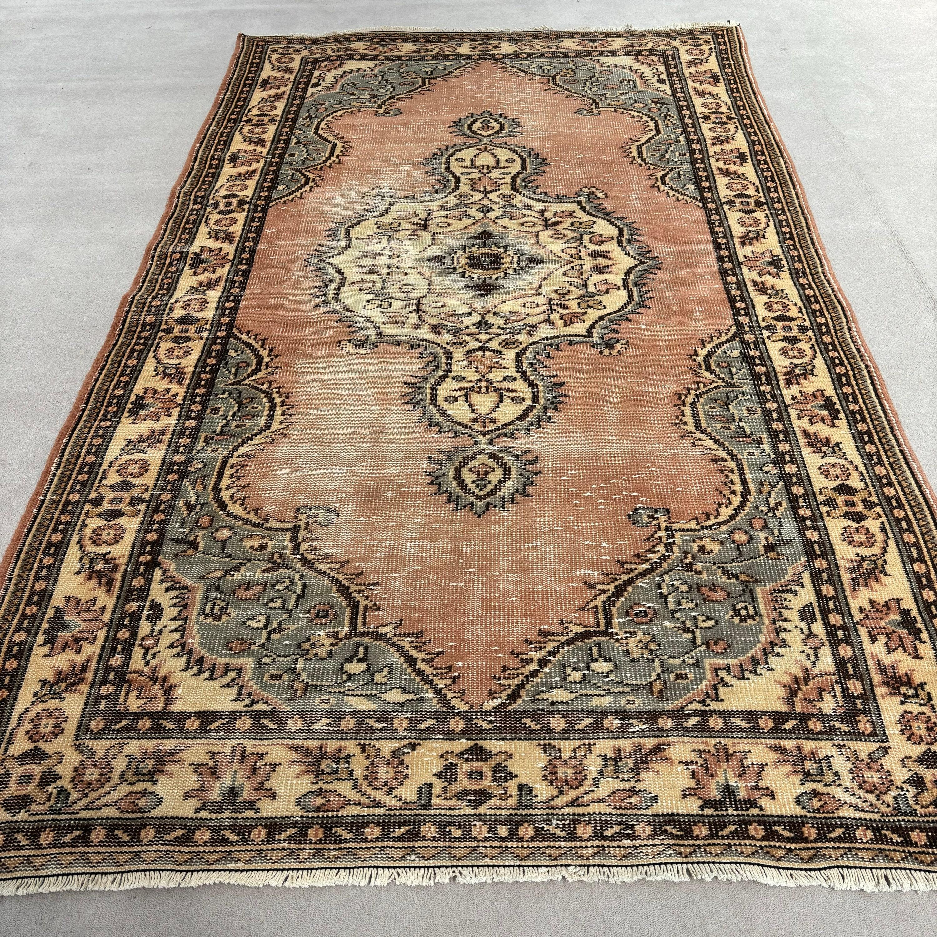 Oushak Rugs, Dining Room Rugs, Large Vintage Rug, 5x8.8 ft Large Rugs, Brown Oriental Rugs, Turkish Rugs, Vintage Rug, Floor Rugs, Boho Rug