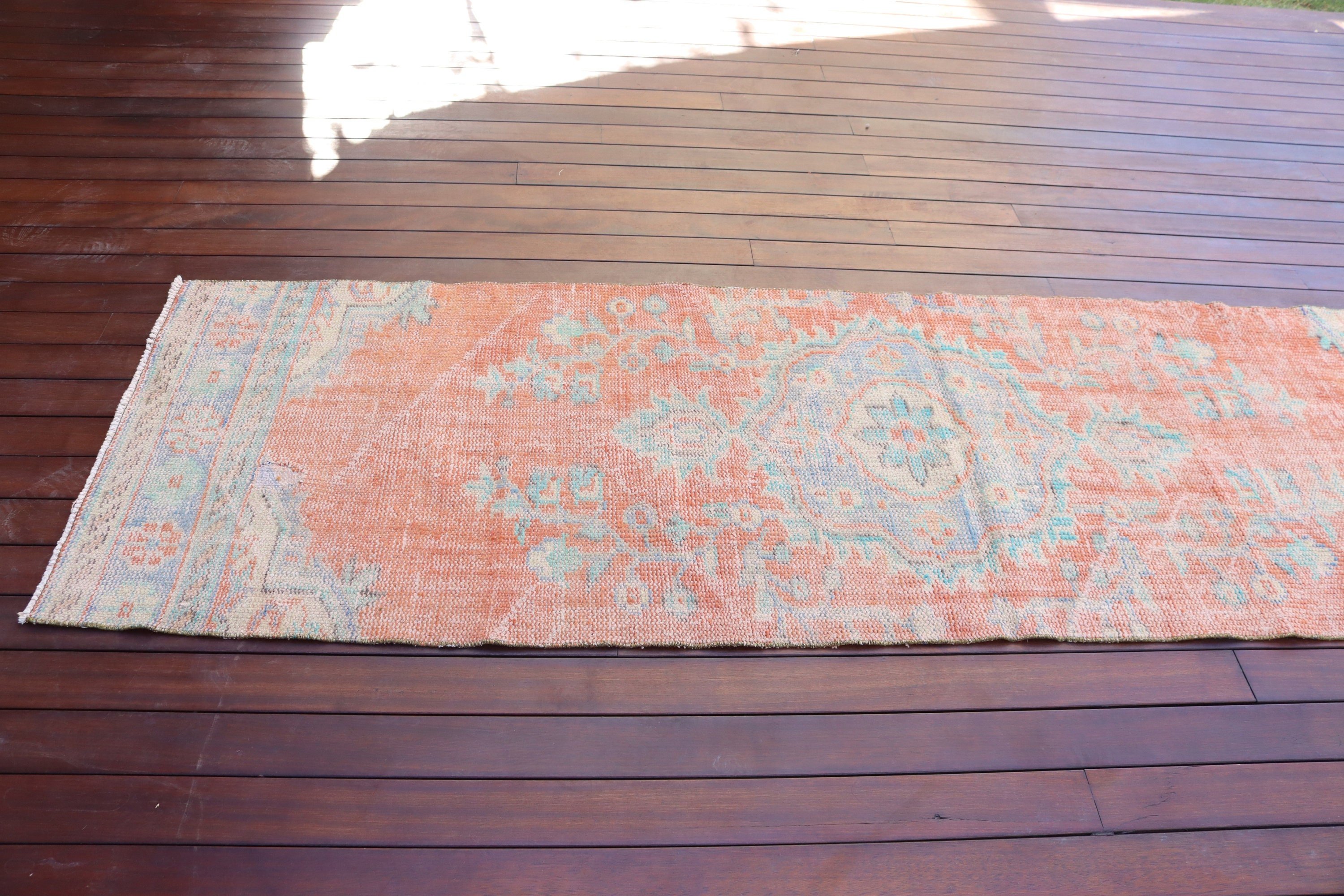 Koridor Halısı, Vintage Halı, Beni Ourain Koşucu Halıları, Fas Halıları, 2.8x8.9 ft Runner Halısı, Turuncu Fas Halıları, Türk Halısı, Yün Halısı