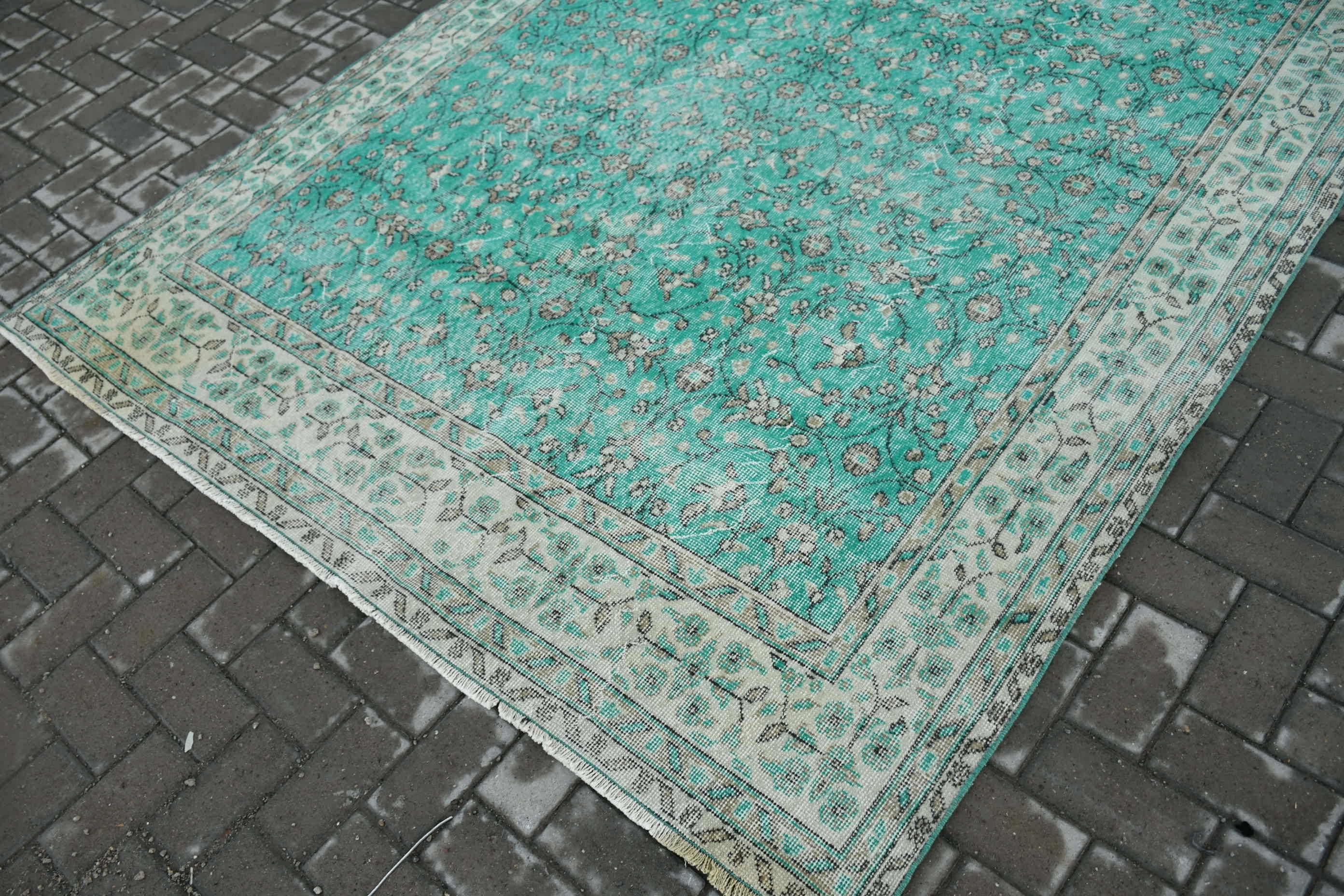 Vintage Rugs, Moroccan Rugs, Anatolian Rugs, 6.2x9.5 ft Large Rugs, Living Room Rugs, Turkish Rugs, Old Rug, Bedroom Rugs, Green Cool Rug