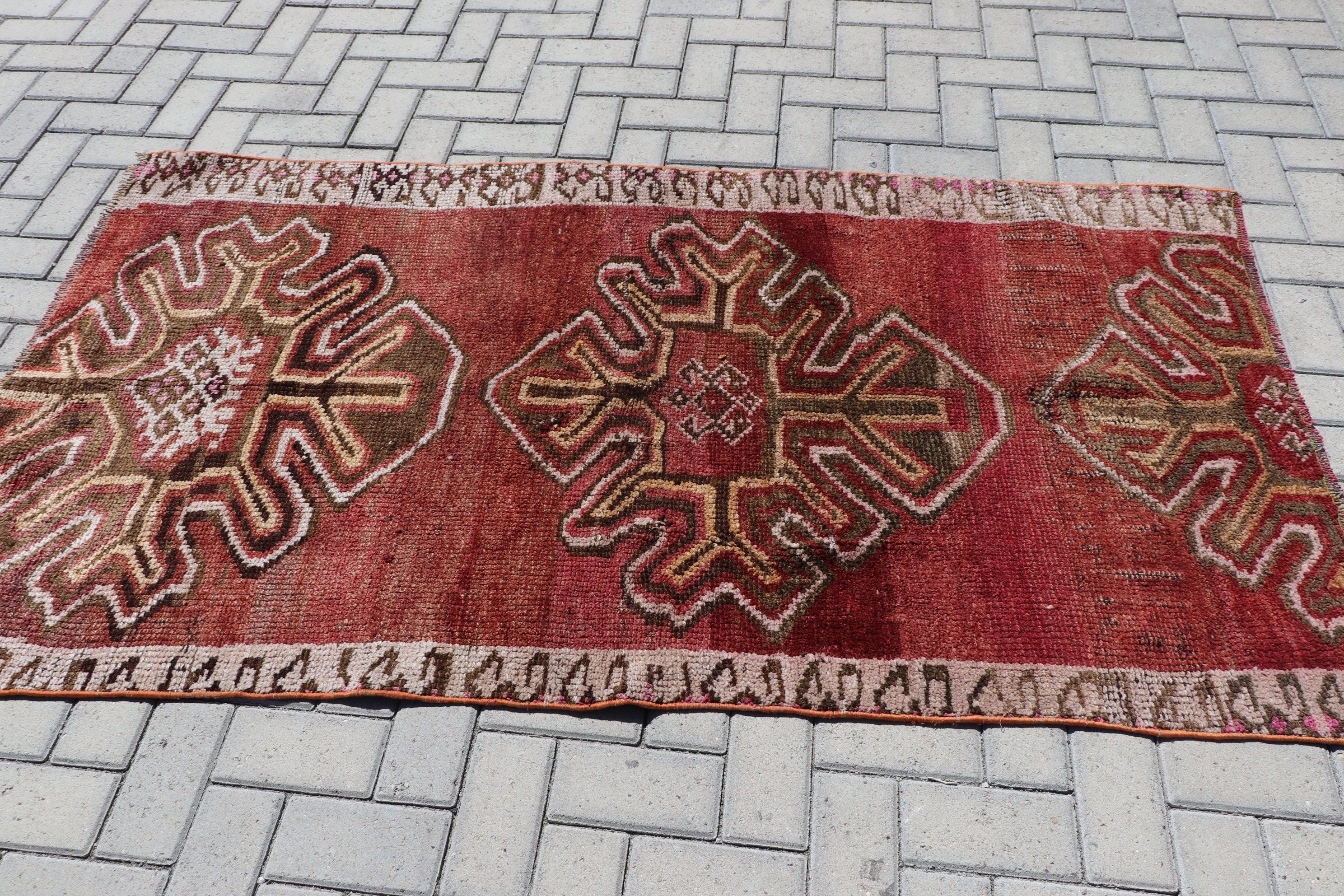 Brown Bedroom Rug, Turkish Rug, Oriental Rug, Vintage Rugs, Kitchen Rug, Wool Rug, Rugs for Entry, Entry Rug, 3.4x6.4 ft Accent Rug