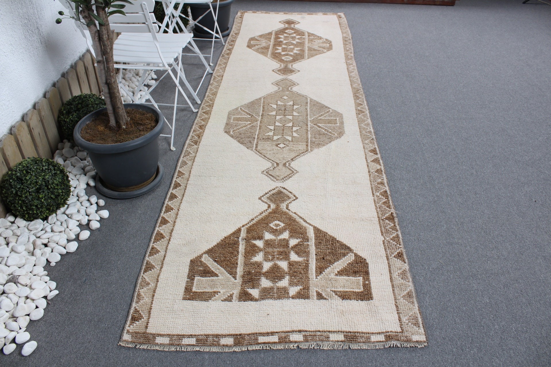 Corridor Rug, Rugs for Kitchen, Turkish Rug, Beige Floor Rug, Wool Rug, Bedroom Rug, 3.4x11.5 ft Runner Rug, Vintage Rug, Kitchen Rug