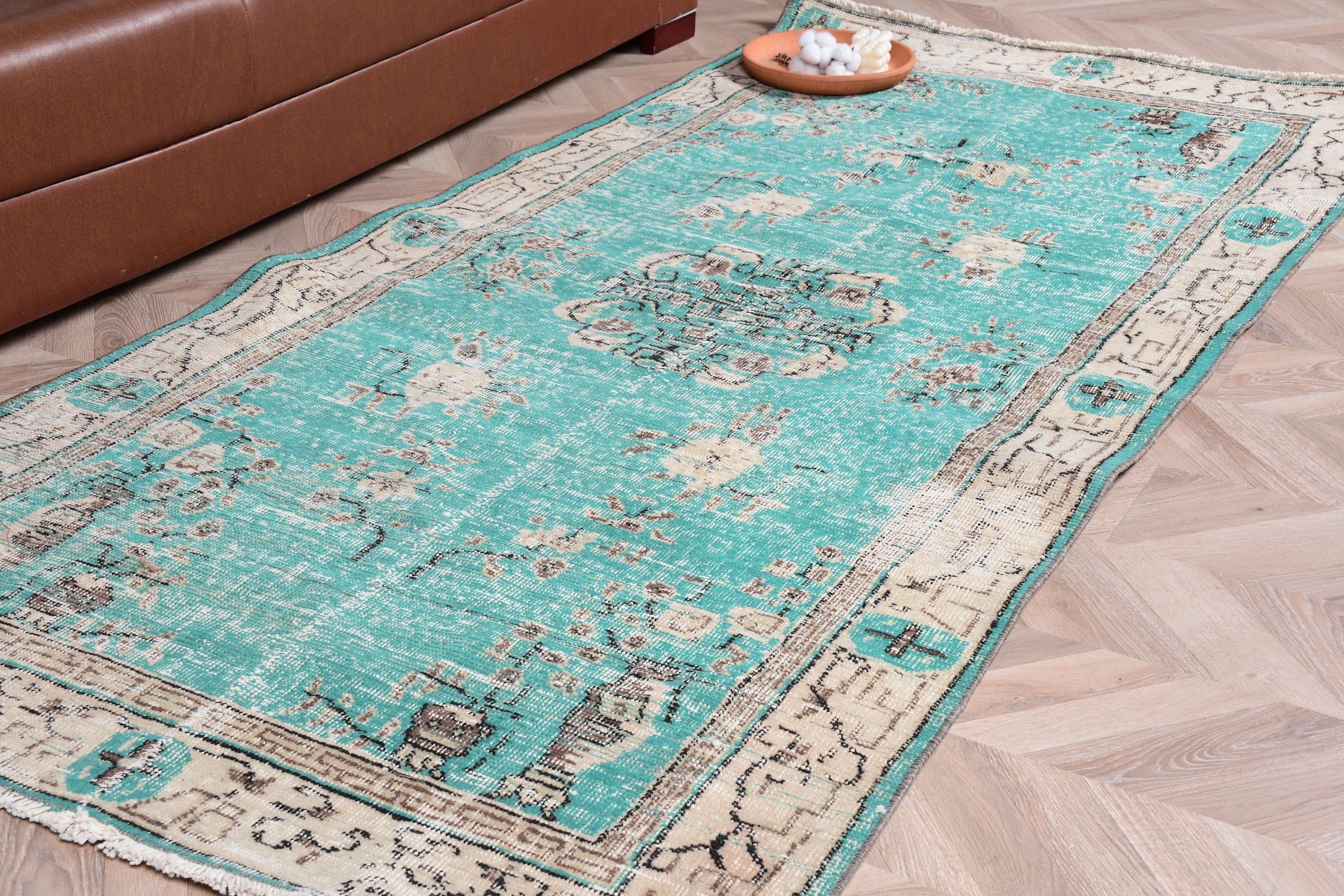 3.9x8.1 ft Area Rug, Vintage Decor Rug, Rugs for Bedroom, Green Bedroom Rug, Office Rug, Vintage Rug, Floor Rug, Turkish Rugs