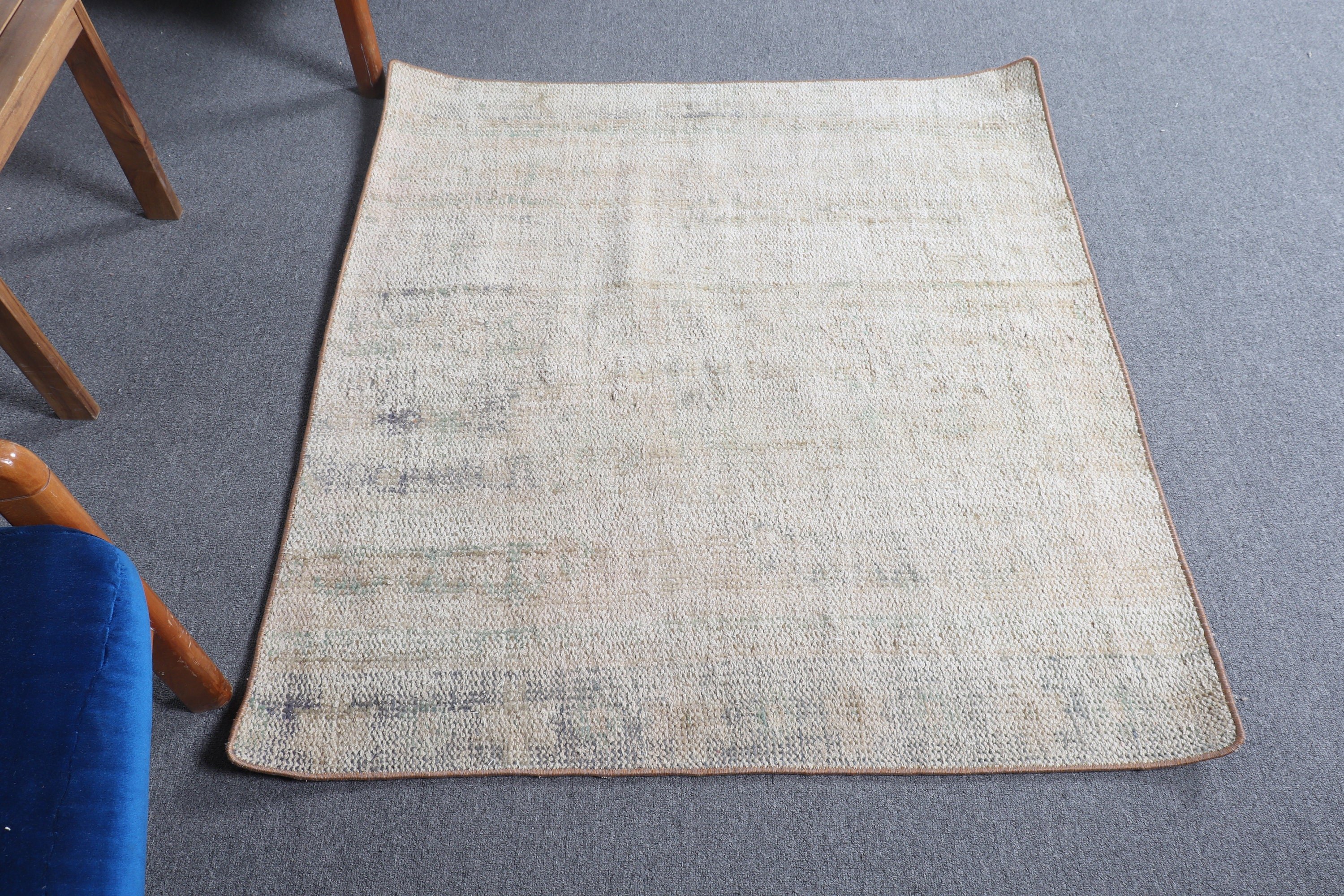 Kitchen Rug, Turkish Rug, Entry Rug, Beige Anatolian Rug, Antique Rug, 3.6x4 ft Small Rugs, Rugs for Kitchen, Vintage Rug