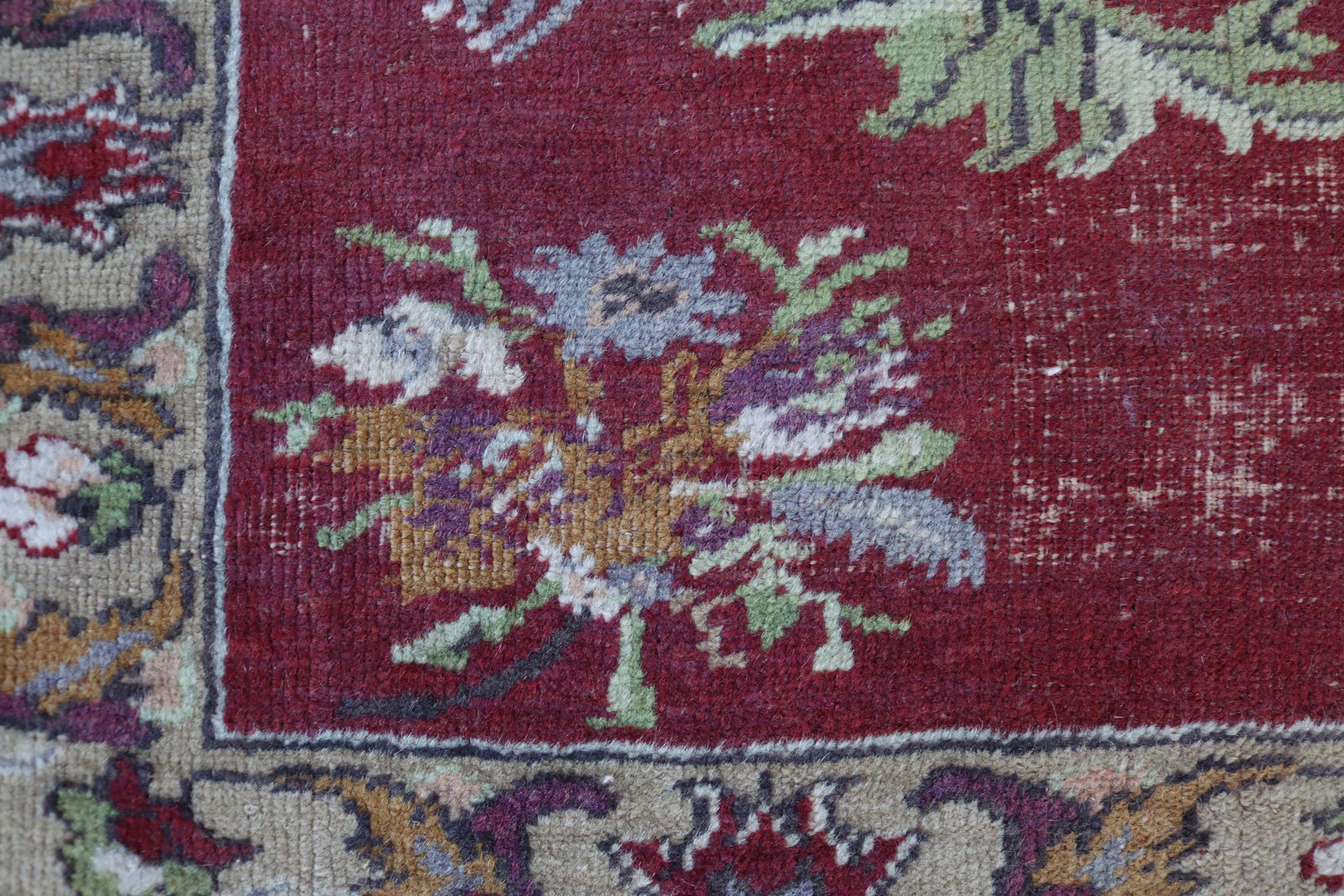 Kırmızı Modern Halı, Yatak Odası Halısı, Mutfak Halıları, Küçük Boho Halısı, Etnik Halılar, 2.4x2.6 ft Küçük Halı, Vintage Halı, Türk Halıları, Kapı Paspası Halısı