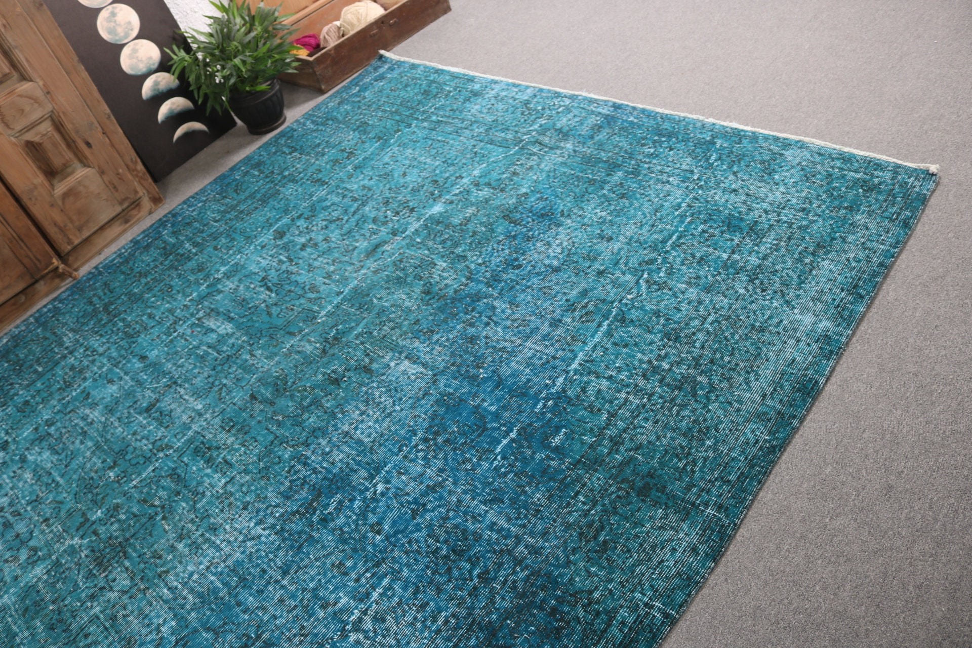 Luxury Rugs, 7x10.1 ft Oversize Rugs, Saloon Rug, Green Modern Rug, Rugs for Saloon, Geometric Rug, Vintage Rug, Turkish Rugs, Salon Rugs