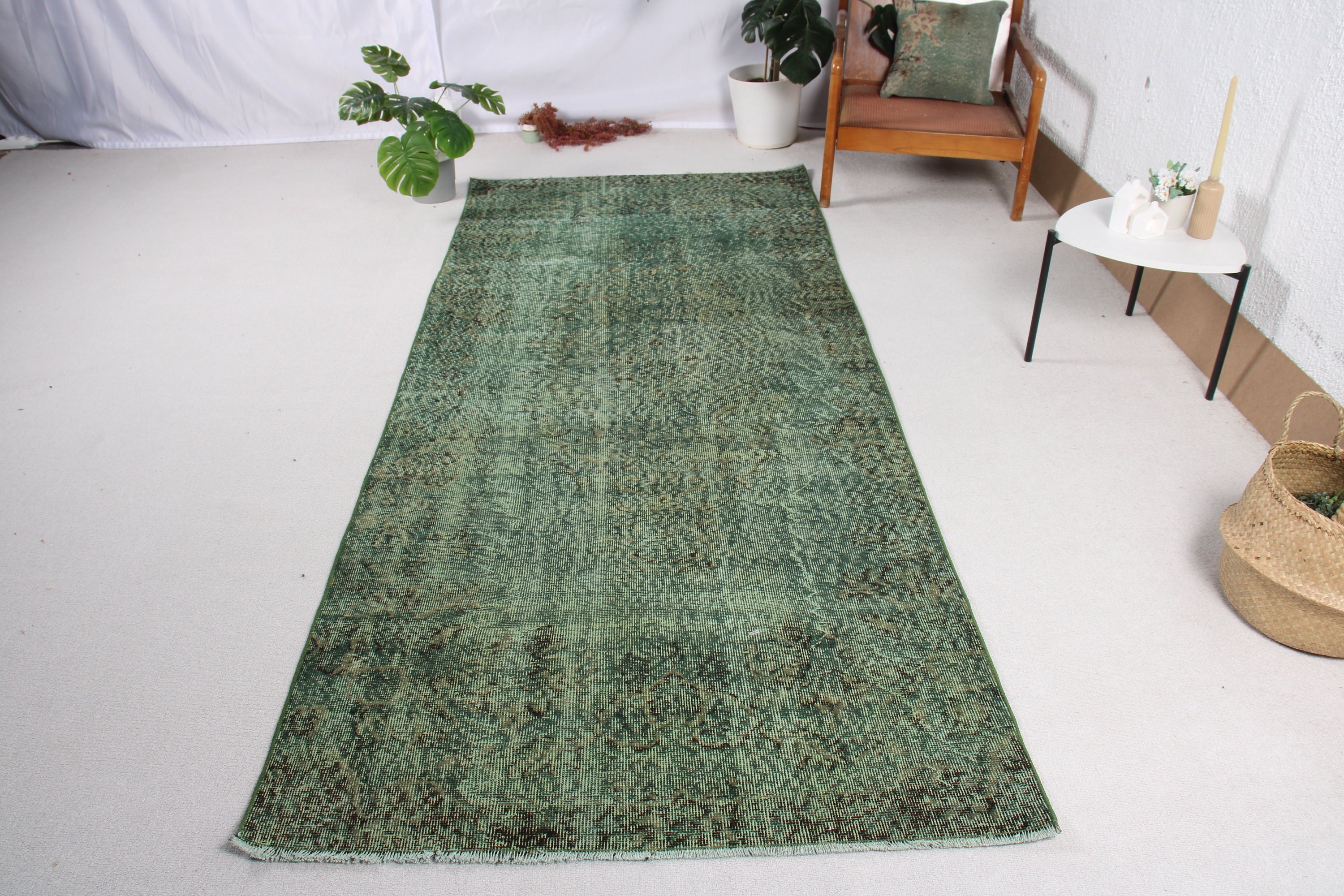 Green Flatweave Rug, Wool Rug, Vintage Area Rug, 3.9x9.2 ft Area Rugs, Moroccan Rugs, Floor Rug, Vintage Rugs, Turkish Rugs, Boho Area Rugs