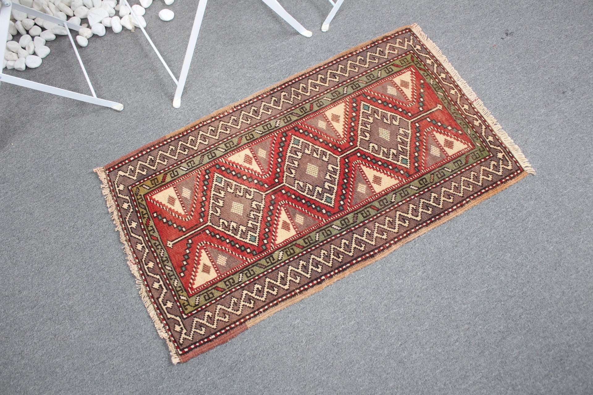 Red Wool Rug, Entry Rug, Oriental Rug, 1.9x3.1 ft Small Rugs, Rugs for Kitchen, Vintage Rug, Turkish Rug, Anatolian Rugs, Car Mat Rugs