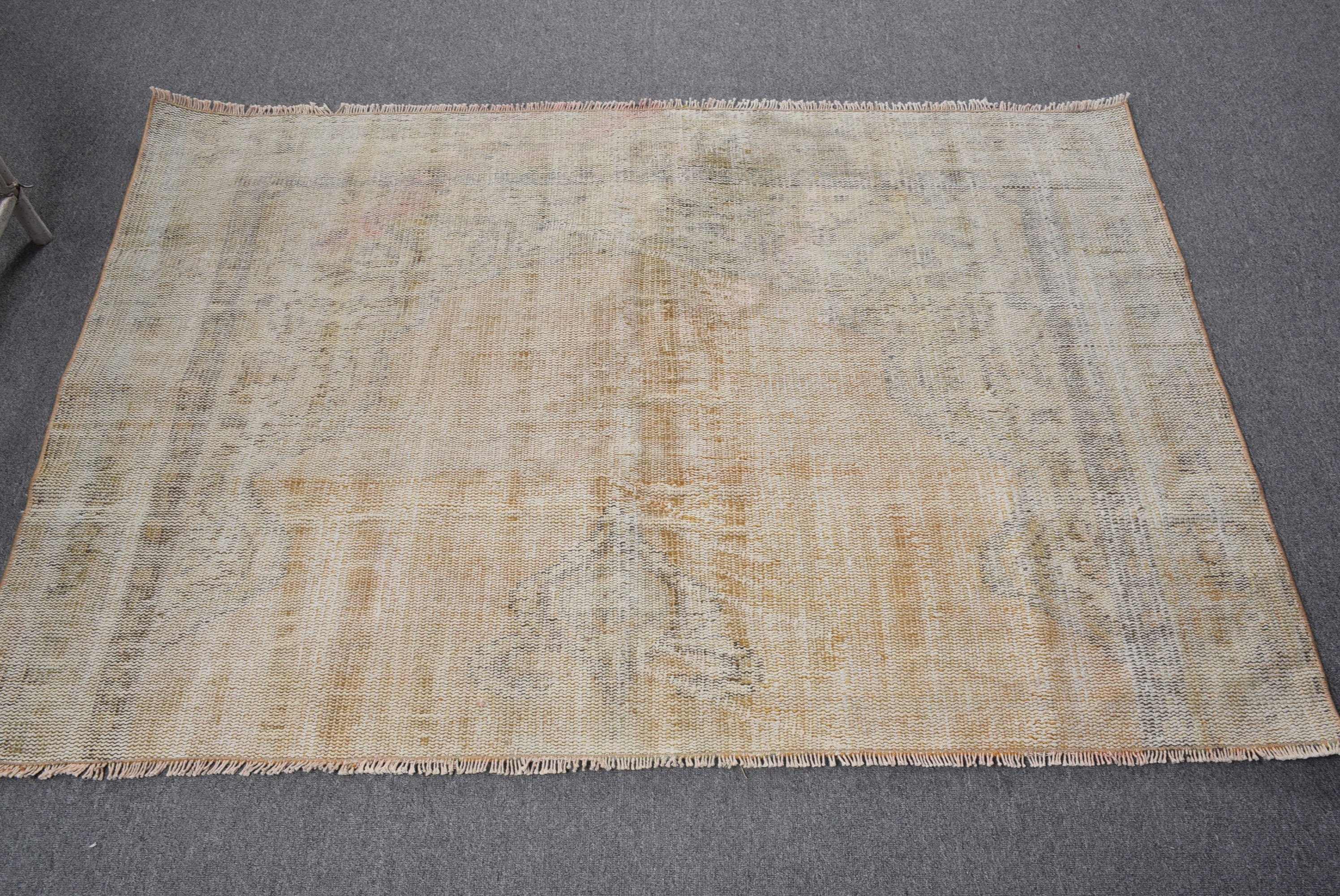 Bedroom Rug, 5.2x3.5 ft Accent Rug, Vintage Rugs, Entry Rug, Rugs for Entry, Anatolian Rug, Yellow Moroccan Rugs, Turkish Rugs, Muted Rugs
