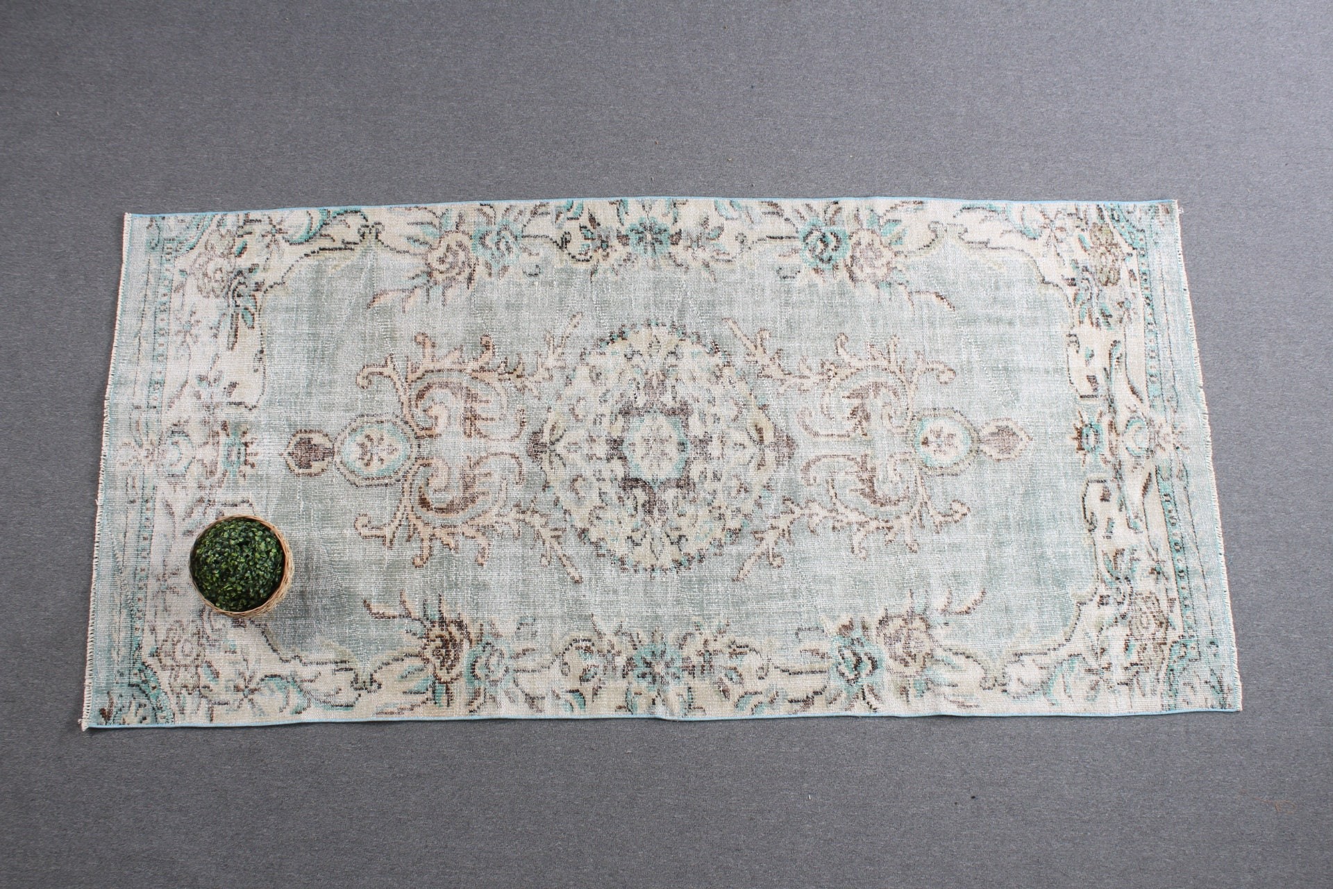 4.3x8.8 ft Area Rug, Vintage Rug, Antique Rug, Kitchen Rugs, Green Home Decor Rug, Turkish Rug, Natural Rugs, Indoor Rugs, Home Decor Rug