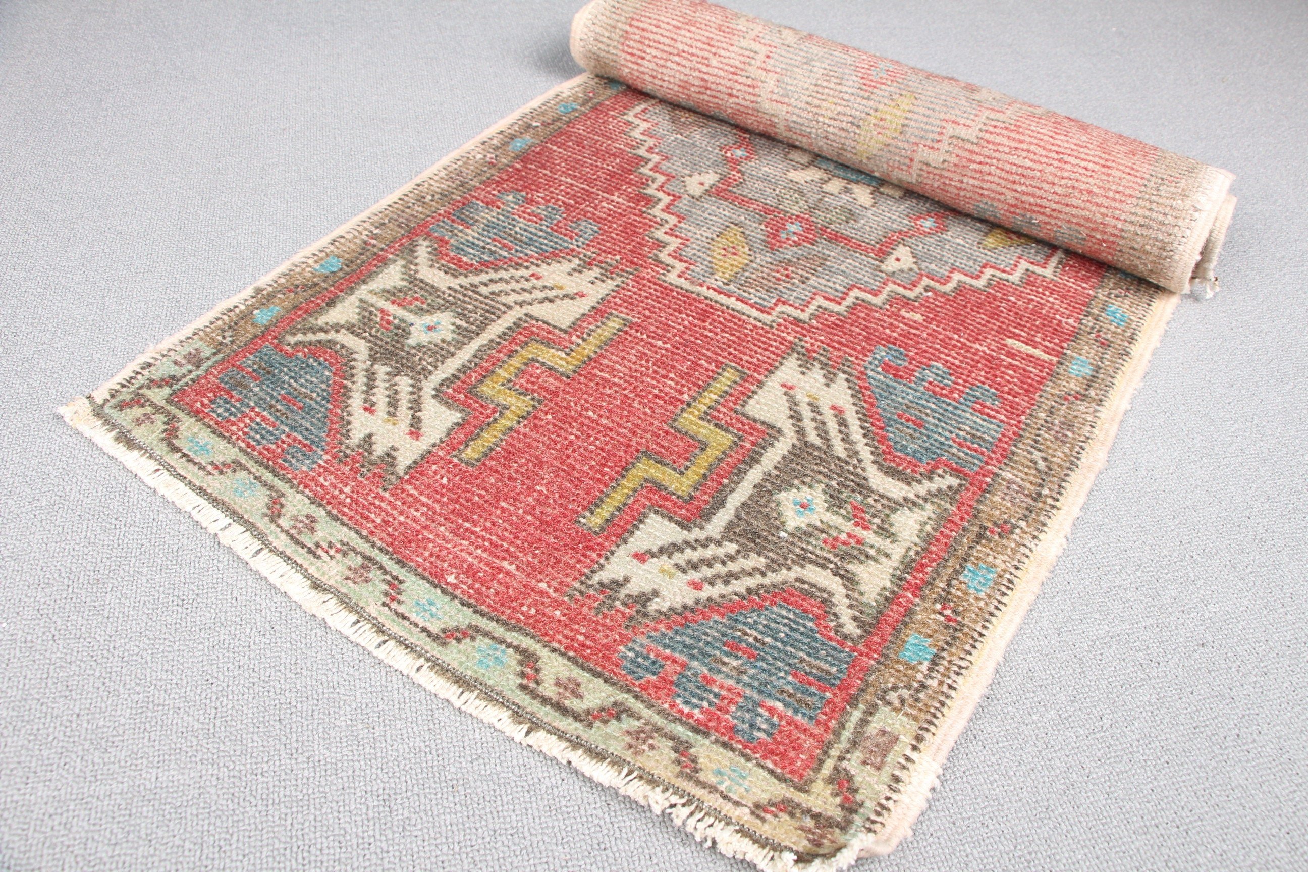 Bath Rugs, Red Kitchen Rug, Nursery Rug, Turkish Rug, Vintage Rug, 1.6x3.3 ft Small Rug, Moroccan Rug, Oriental Rug, Rugs for Bedroom