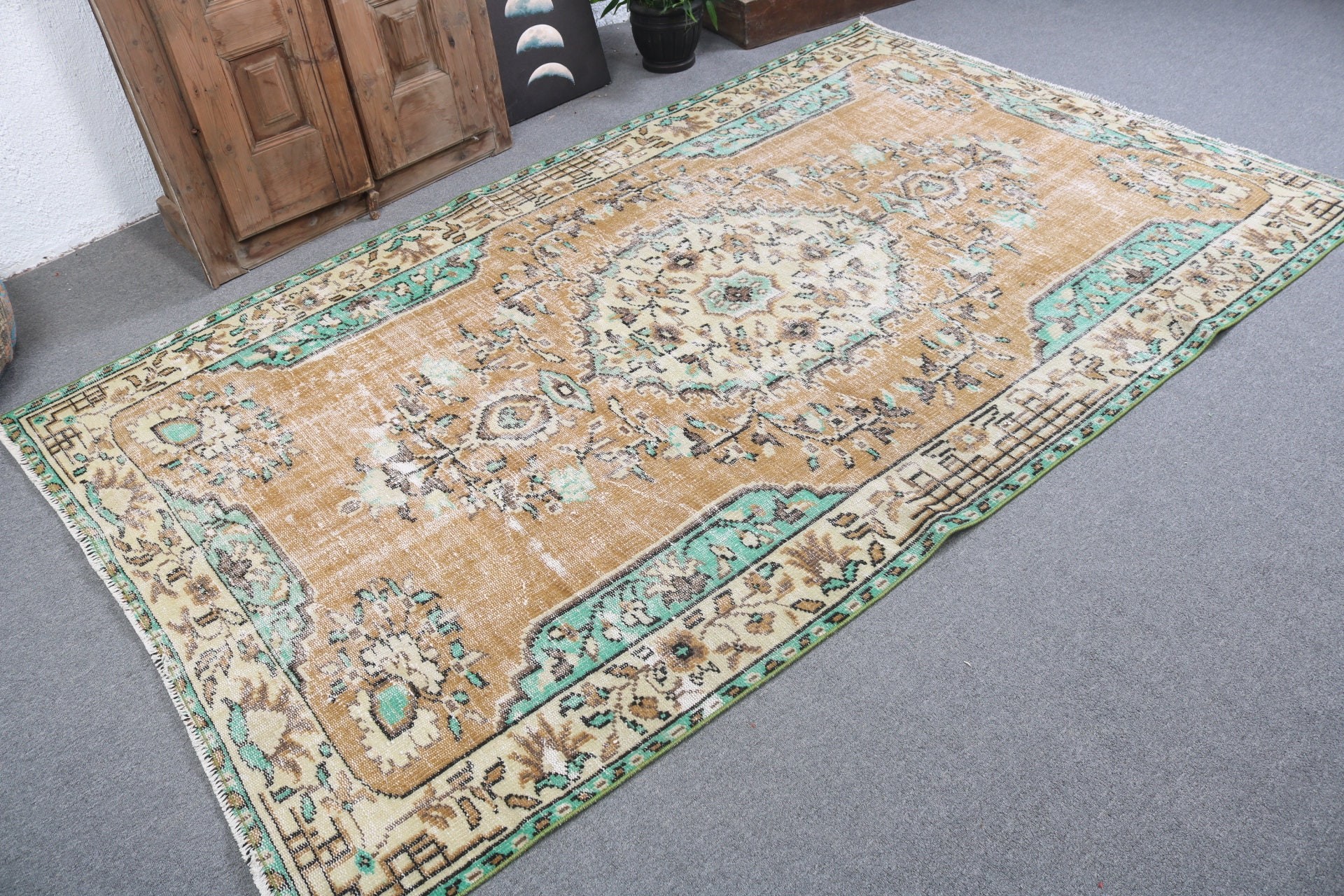 Kahverengi Modern Halı, Vintage Halı, Türk Halıları, Ev Dekorasyonu Halıları, 4.9x8.6 ft Büyük Halılar, Büyük Boho Halıları, El Dokuma Halı, Yemek Odası Halısı