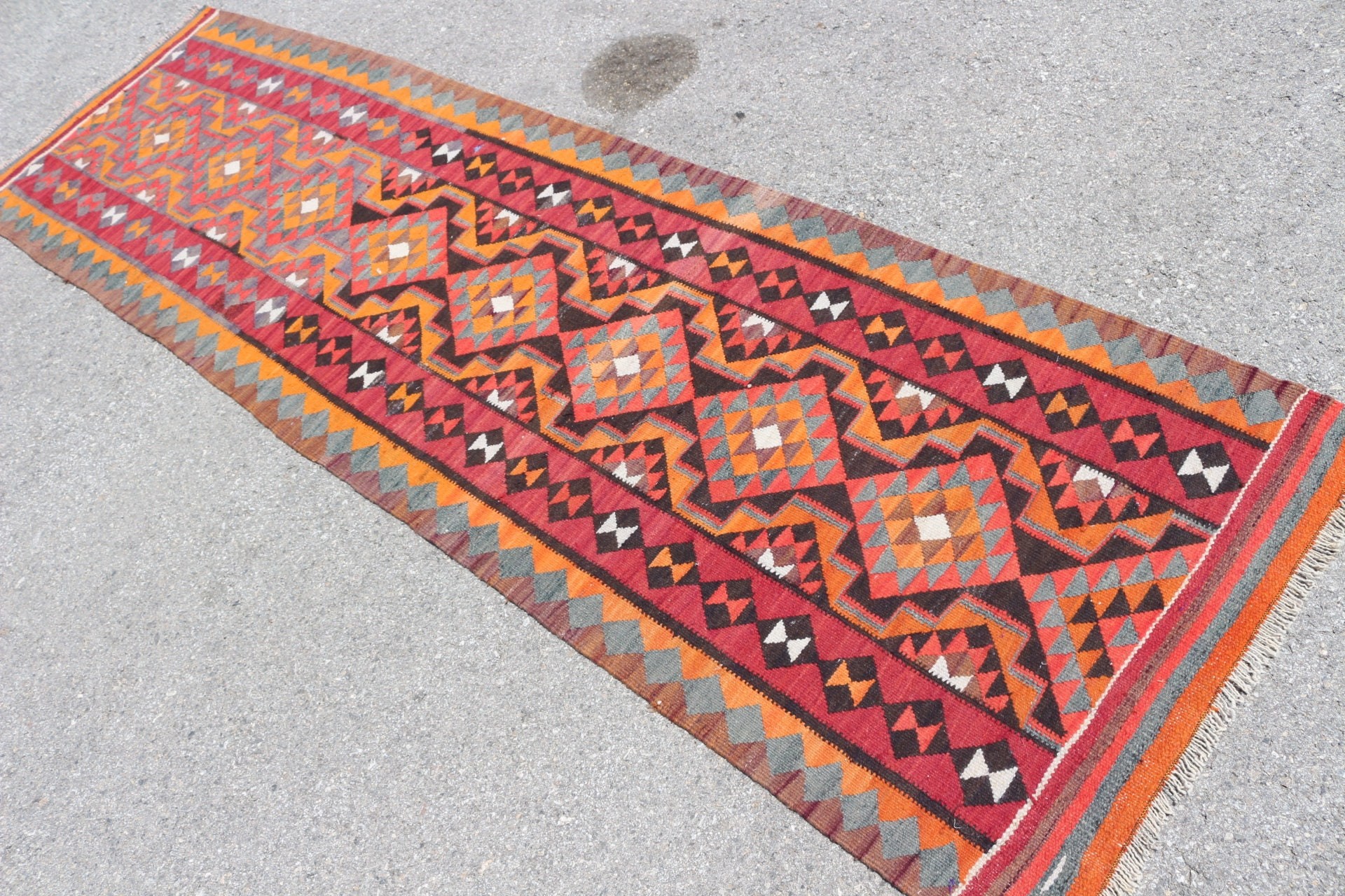 Kitchen Rugs, Floor Rug, Art Rug, Vintage Rug, Orange Floor Rug, Turkish Rug, Rugs for Runner, 2.7x9.3 ft Runner Rug, Ethnic Rug, Stair Rug