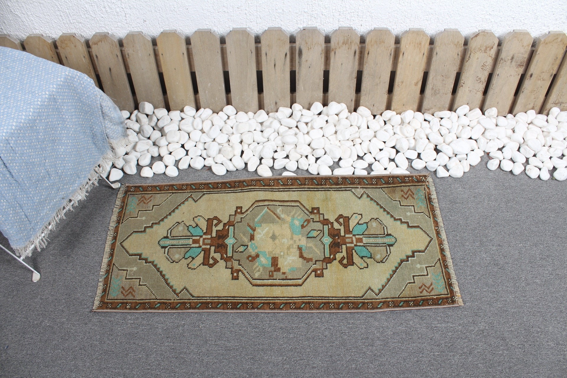 Moroccan Rug, Rugs for Bathroom, Kitchen Rug, Turkish Rug, Car Mat Rugs, Vintage Rug, Green Floor Rug, 1.4x3.2 ft Small Rug, Handmade Rug