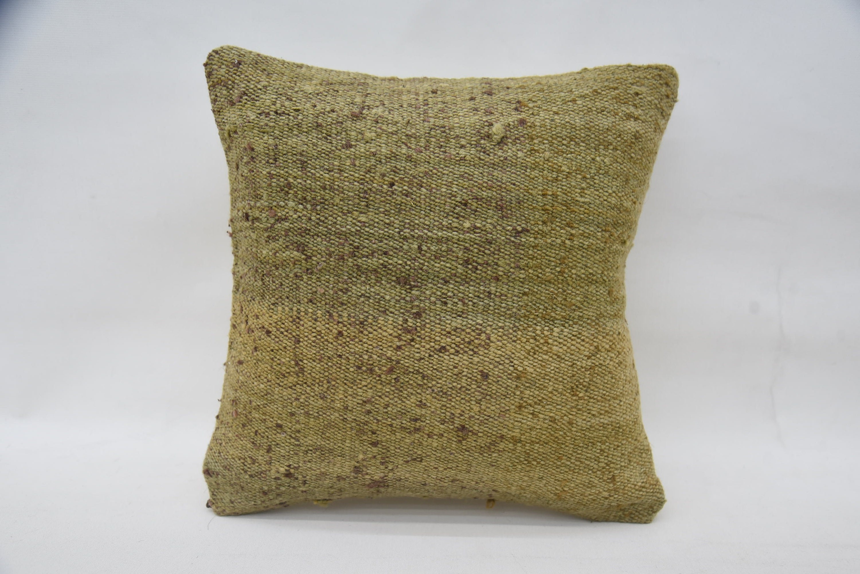 Knitted Cushion Cover, Ethnical Kilim Rug Pillow, Farmhouse Cushion, Handmade Kilim Cushion, 14"x14" Beige Pillow Cover, Home Decor Pillow