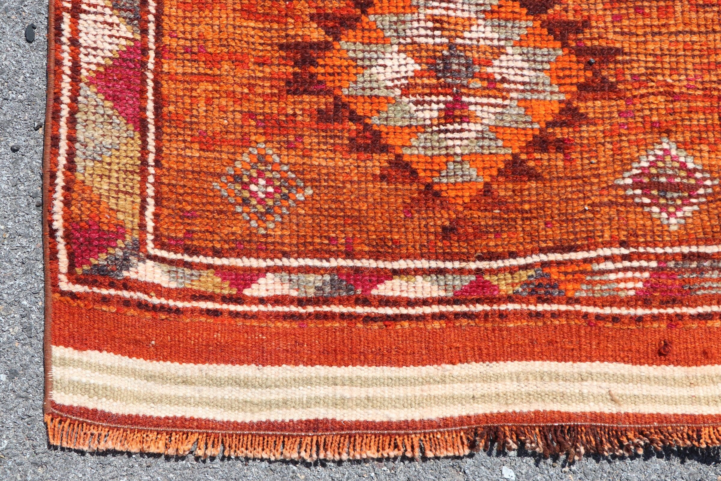 Rugs for Corridor, Cool Rug, Orange Oushak Rugs, Vintage Rug, Antique Rugs, 2.6x11.8 ft Runner Rug, Kitchen Rug, Turkish Rug, Stair Rugs