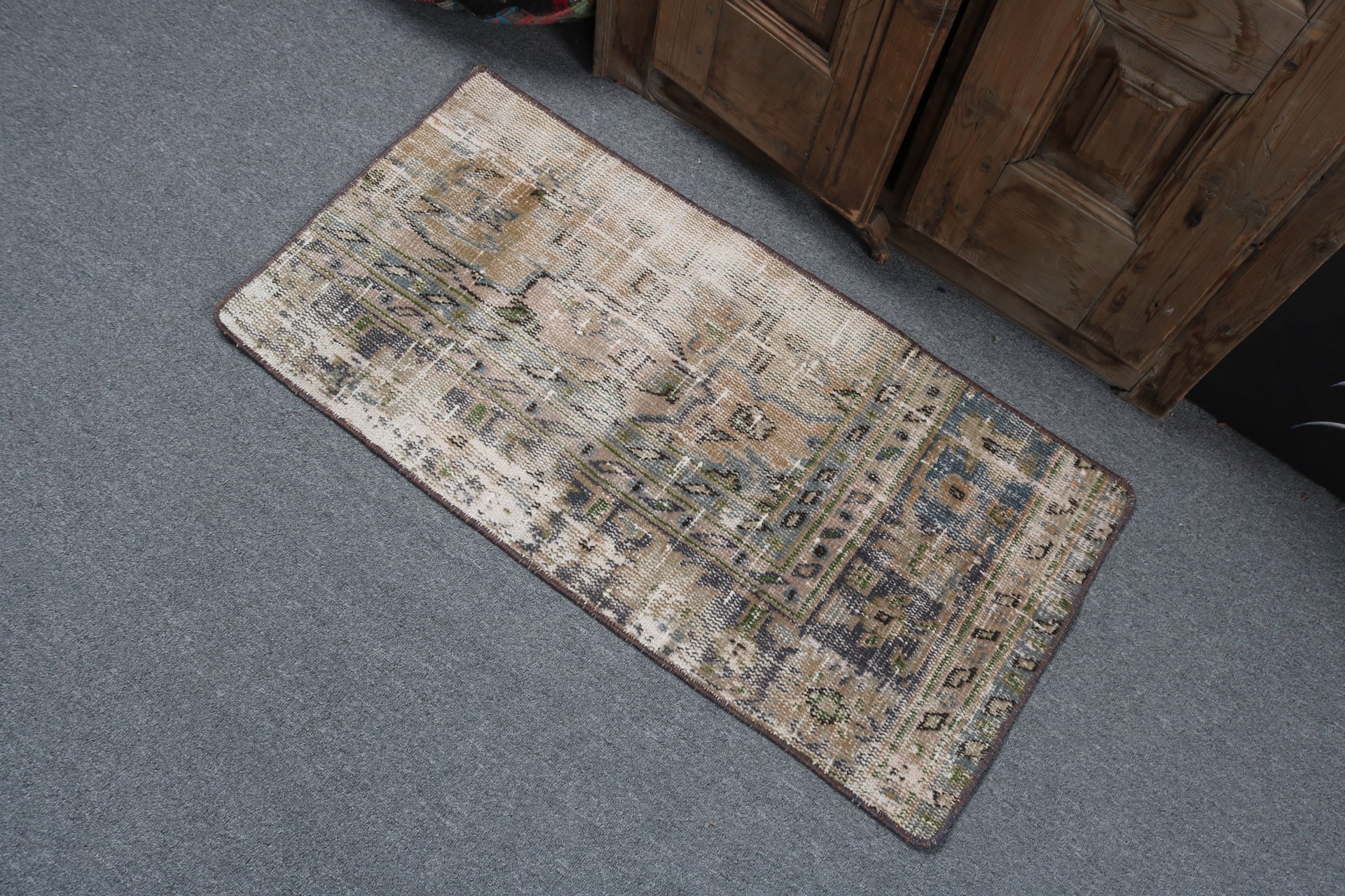 Oushak Rug, Modern Rugs, Vintage Rugs, Bath Rugs, 1.6x3.3 ft Small Rug, Vintage Decor Rug, Entry Rug, Brown Statement Rug, Turkish Rugs