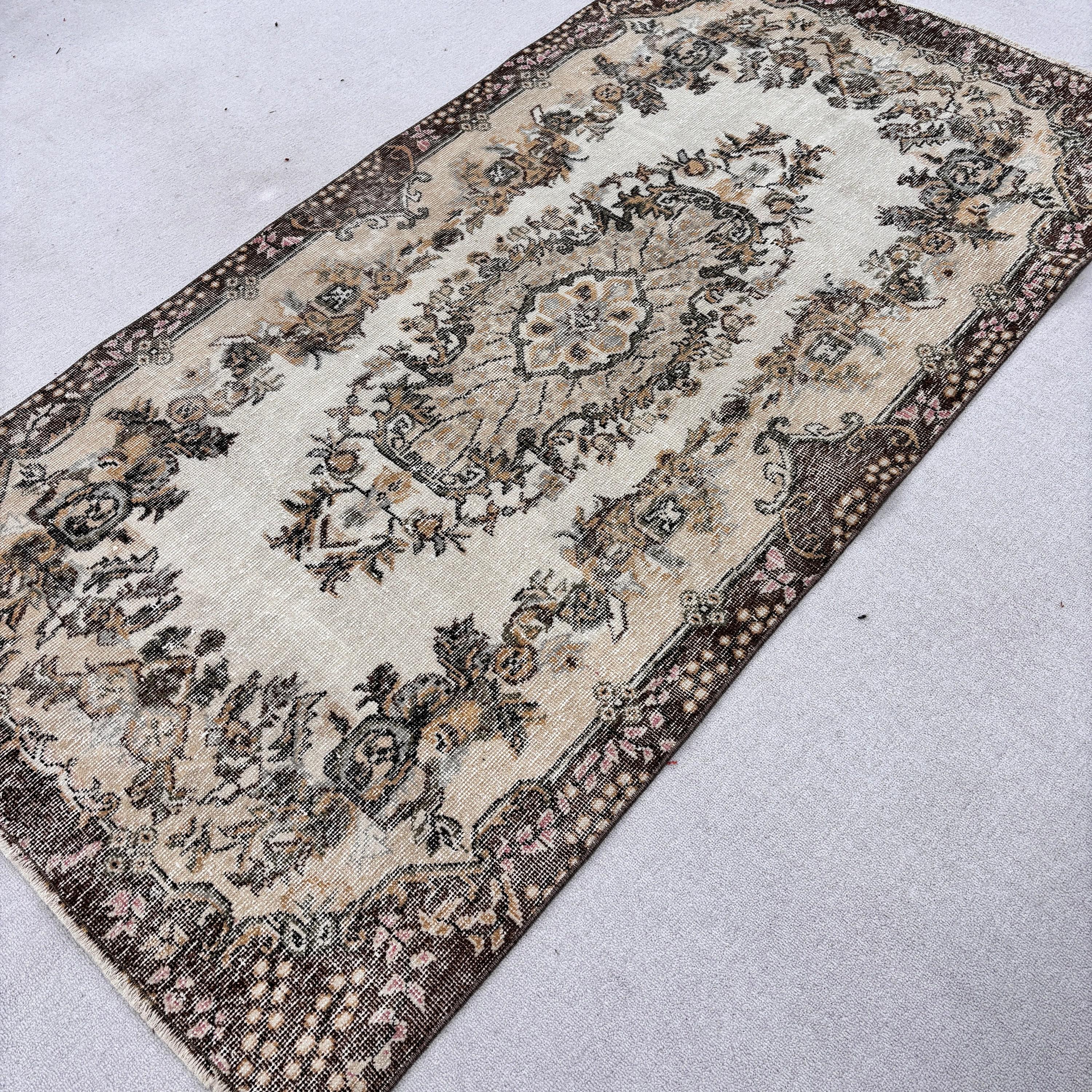 Brown Modern Rugs, Vintage Rugs, 3.7x7.2 ft Area Rugs, Wool Rugs, Rugs for Floor, Turkish Rug, Antique Rug, Nursery Rugs, Dining Room Rug