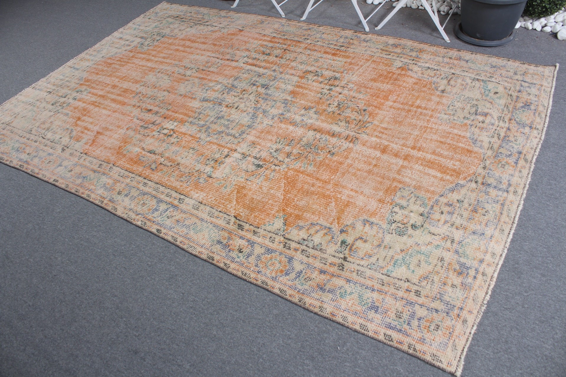 Bedroom Rug, Orange Kitchen Rugs, Turkish Rug, 5.6x8.5 ft Large Rug, Turkey Rug, Salon Rug, Anatolian Rugs, Vintage Rug, Dining Room Rug